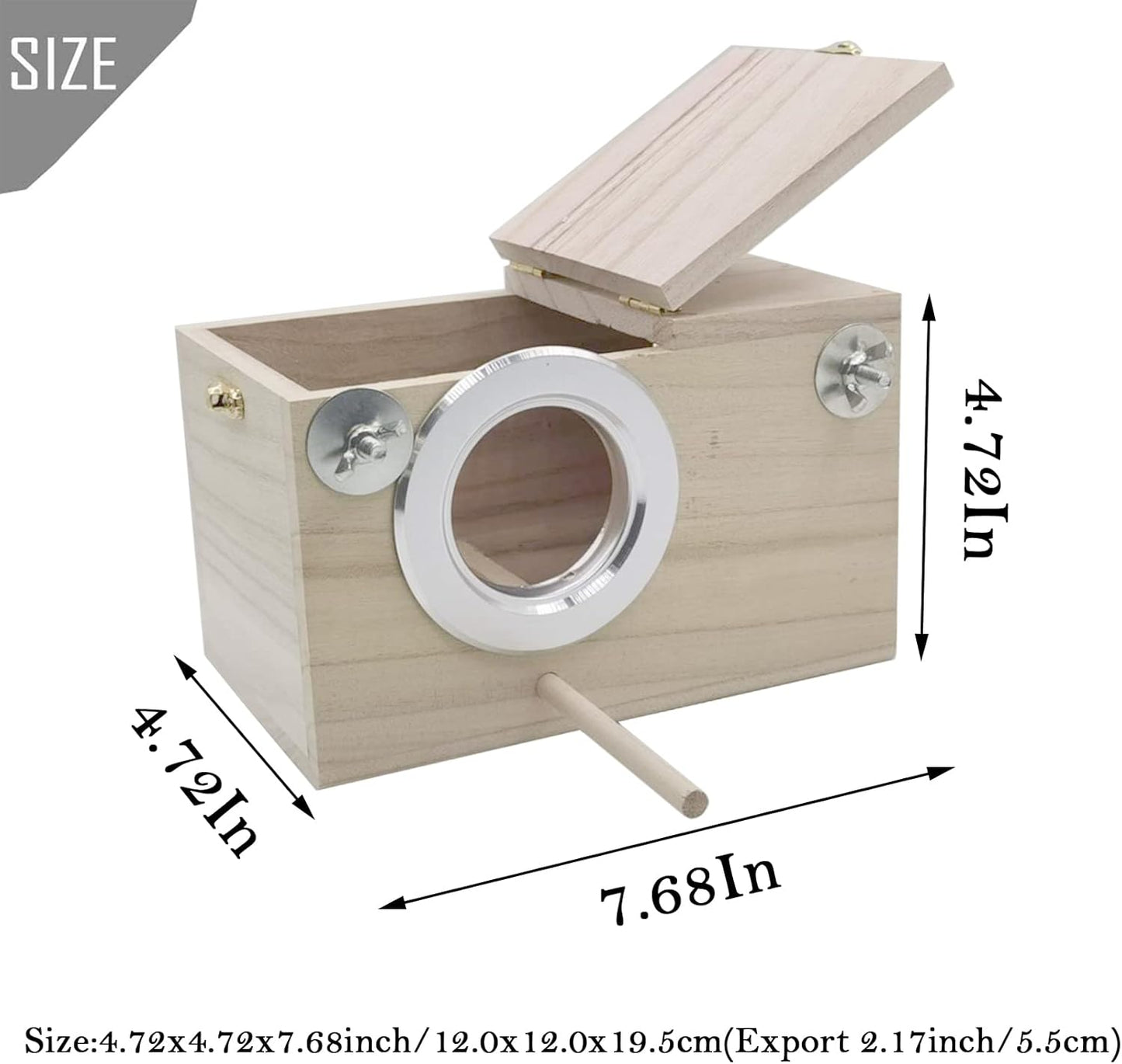 PINVNBY Parakeet Nesting Box Bird House Wood Breeding Box Parrots Mating Box for Lovebirds Budgie Finch Cockatoo Canary and Medium-Sized Birds(S)