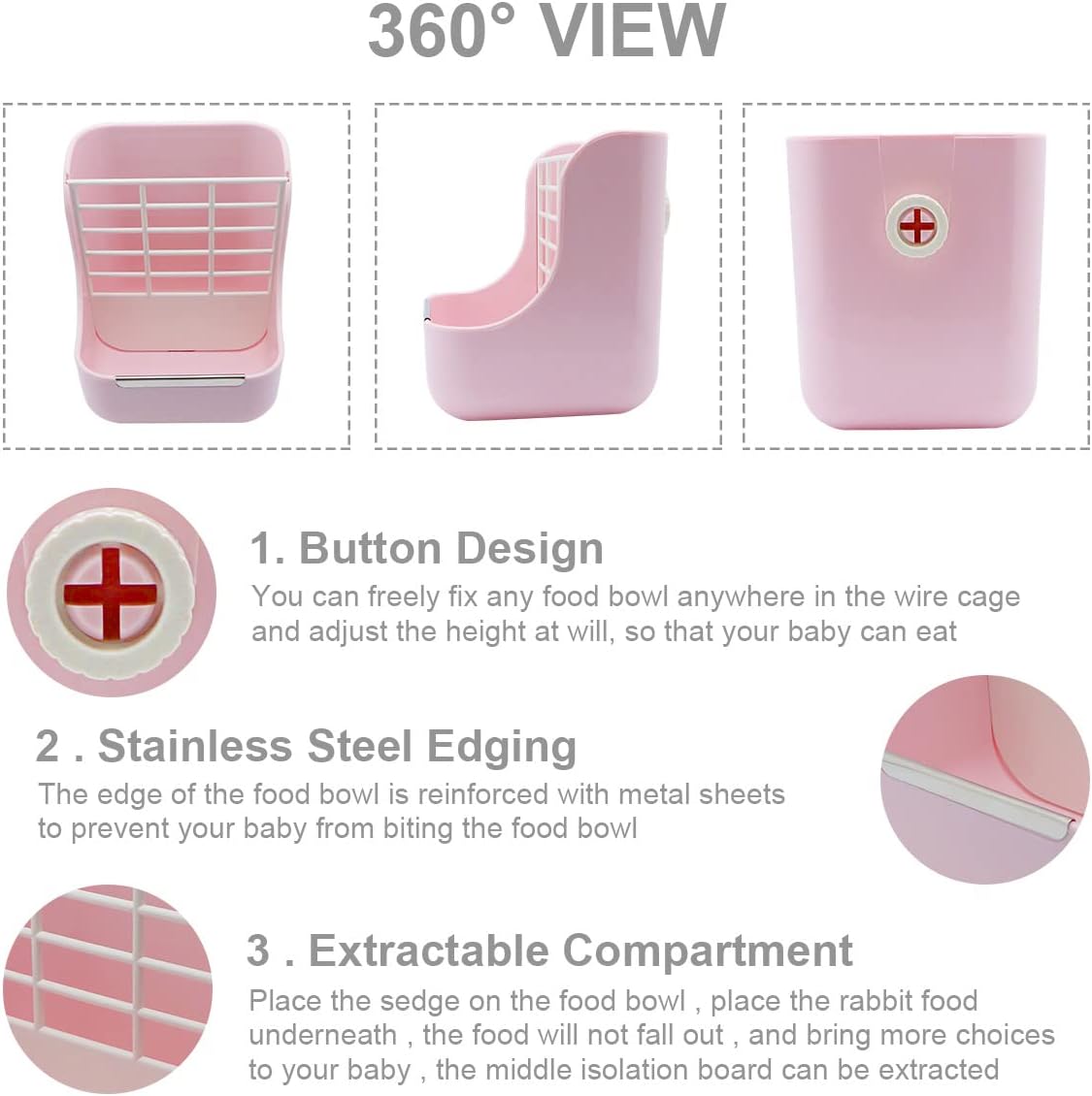 Litewoo Rabbit Hay Feeder Food Bowl Feeding Rack for Small Animal Guinea Pig Chinchilla Bunny Cage Accessories