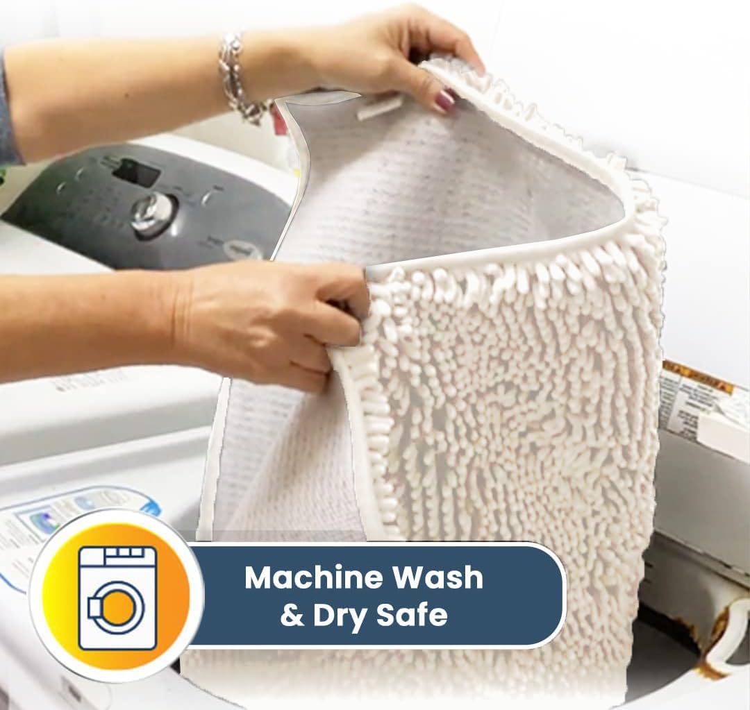 Muddy Mat® AS-SEEN-ON-TV Highly Absorbent Microfiber Door Mat and Pet Rug, Non Slip Thick Washable Area and Bath Mat Soft Chenille for Kitchen Bathroom Bedroom Indoor and Outdoor - White 24" x 72"