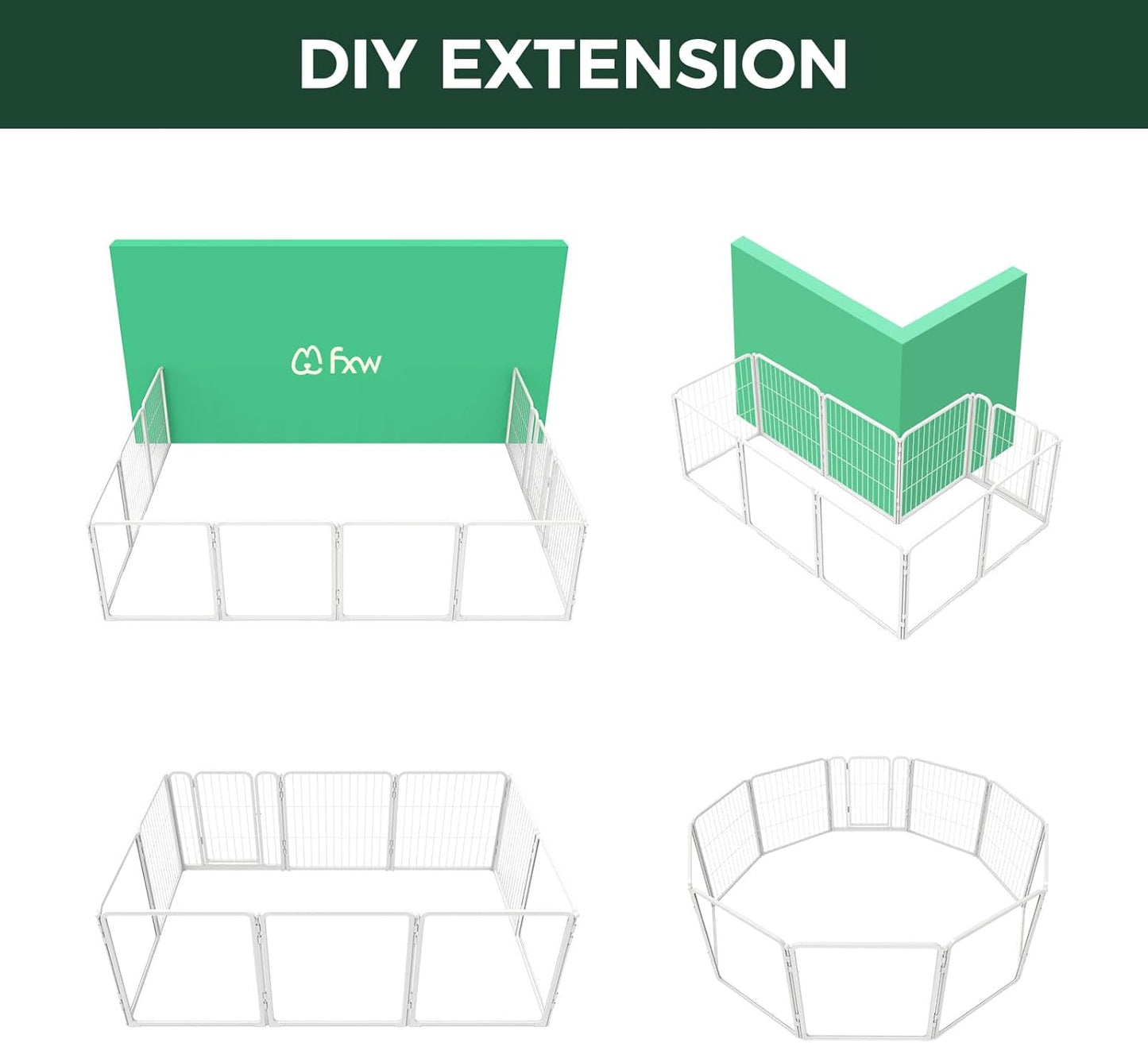 FXW Homeplus Unleashed Indoor Dog Playpen - Stress-Free and Safe Play, Heavy Duty 24 Inch 5 Acrylic Panels + 5 Wire Panels Dog Pen for Puppy and Small Dogs, White│Patented