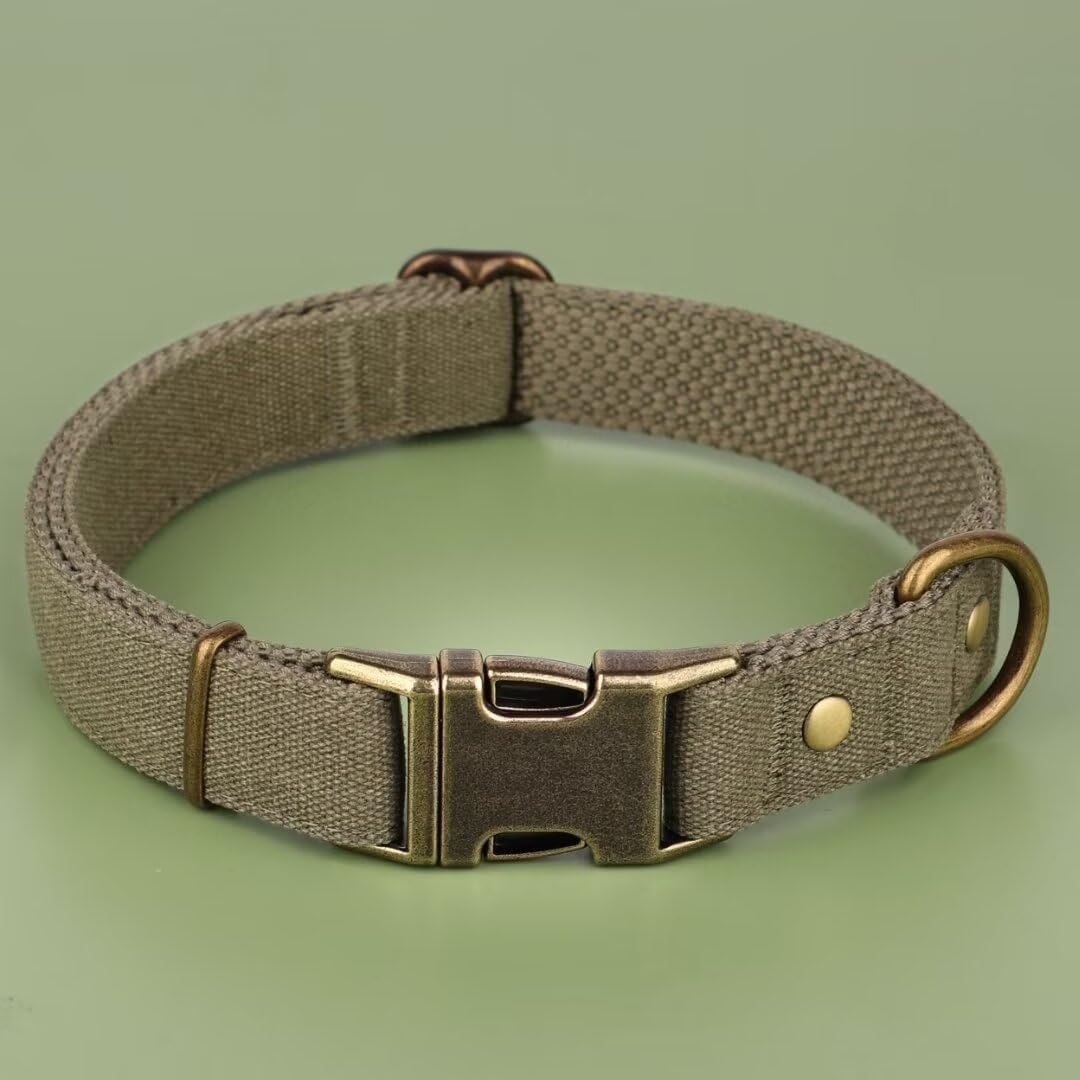 PET ARTIST Dog Collar for Large Dogs, Soft Padded Premium Nylon Dog Collar with Quick Release Metal Buckle, Durable & Adjustable Pet Collars for Boy Gifts, Green, L (Fit 15-22")