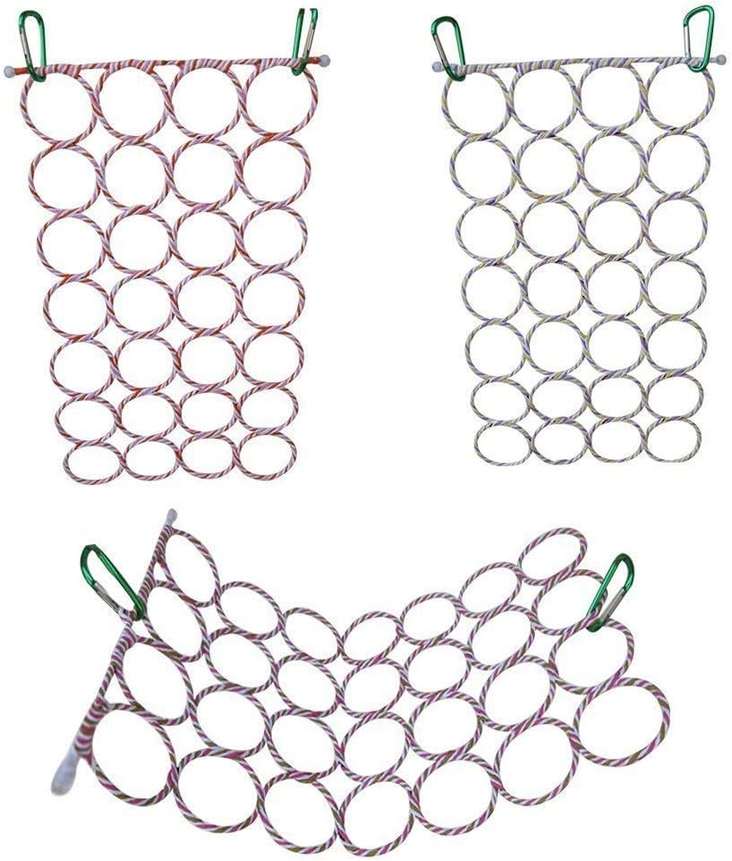 Bird Rat Climbing Rope Net Bird Swing, Parrot Cage Toys,Small Animal Activity Toy for Gerbil,Swing Hanging Play with Mirror for Macaw African Greys Parakeet Cockatoo Lovebirds (Bird Perch)