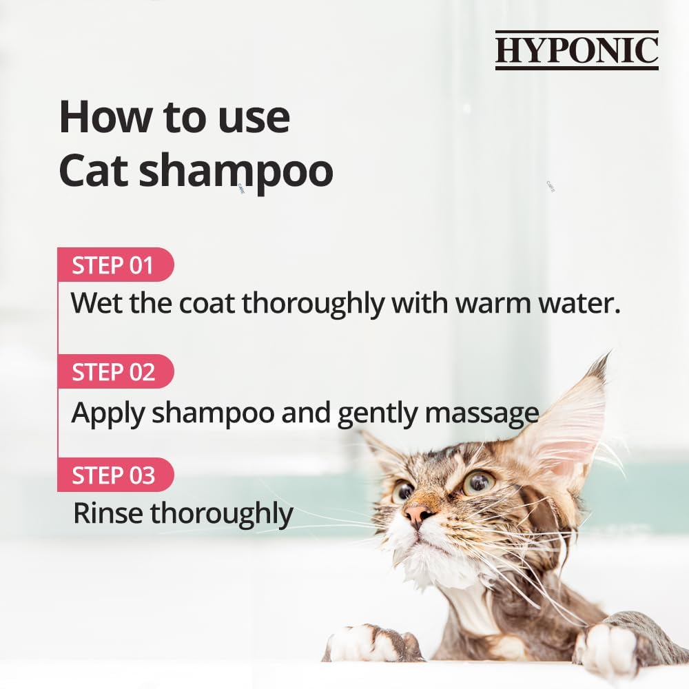 HYPONIC Hypoallergenic Premium Shampoo for All Cats (Unscented, 10.14 oz) - Fragrance Free Cat Shampoo for Dry Skin, Dandruff, Allergy