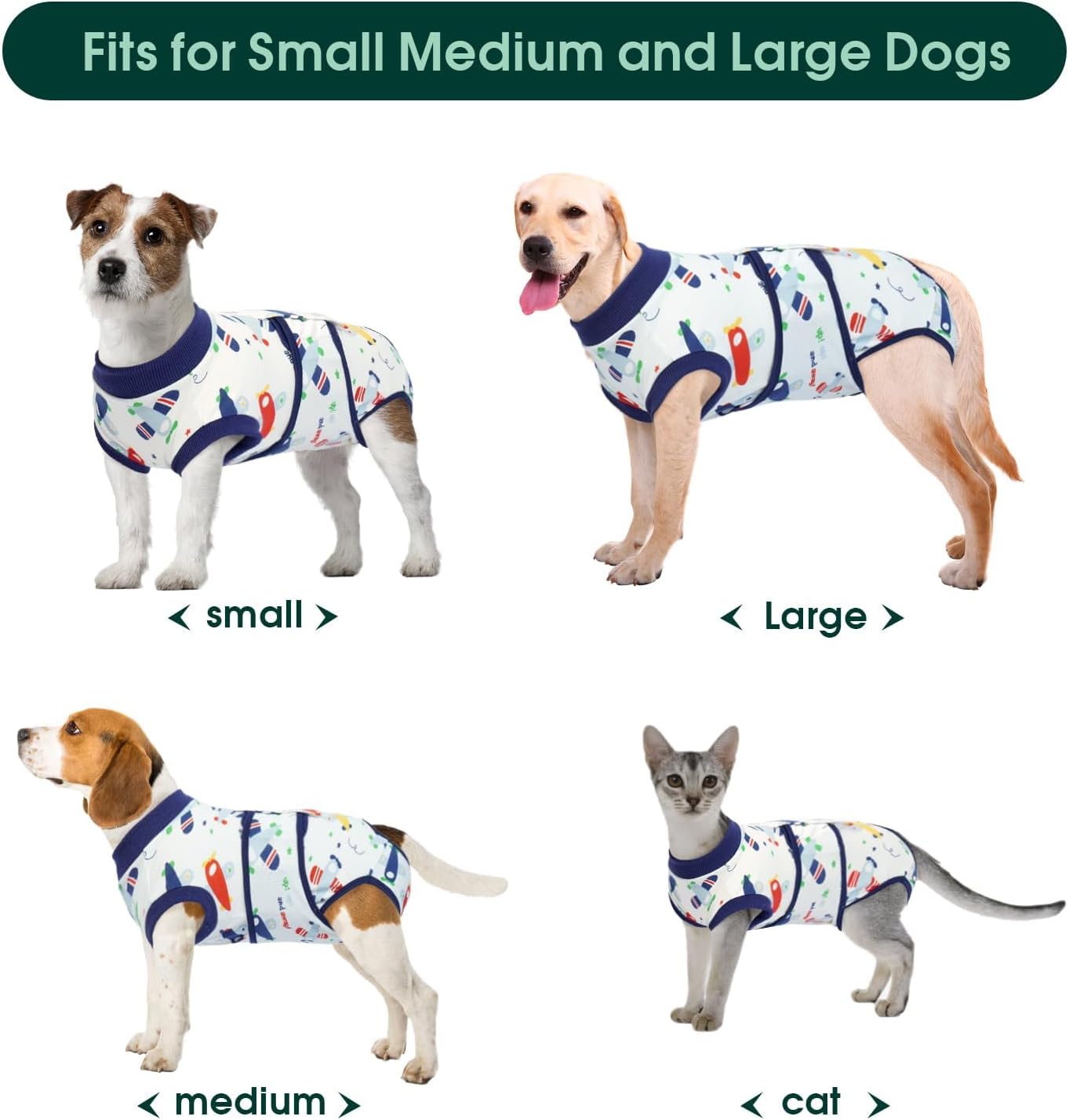 Kuoser Recovery Suit for Dogs Cats After Surgery, Professional Pet Recovery Shirt Dog Abdominal Wounds Bandages, Substitute E-Collar & Cone,Prevent Licking Dog Onesies Pet Surgery Recovery Suit