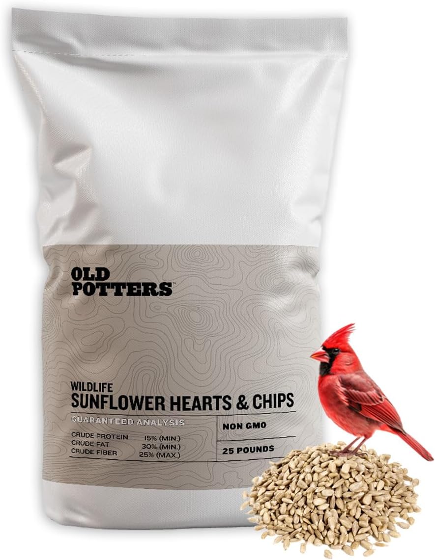 Wildlife Sunflower Hearts & Chips for Bird Feeding and Wildlife Bird attracting, Non-GMO and USA Grown, 25 lbs