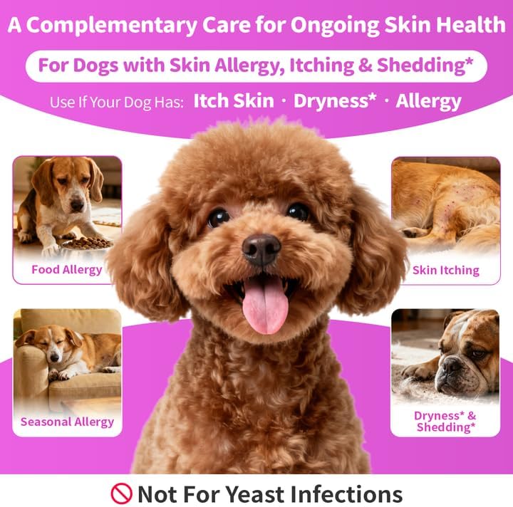 Liquid Collagen for Dogs Skin Comfort & Calming, Dog Itch Relief & Anti-Scratching & Coat Supplement with Biotin for Skin Barrier & Sensitive Immune Health Support - Beef Flavor, 2 FL.Oz