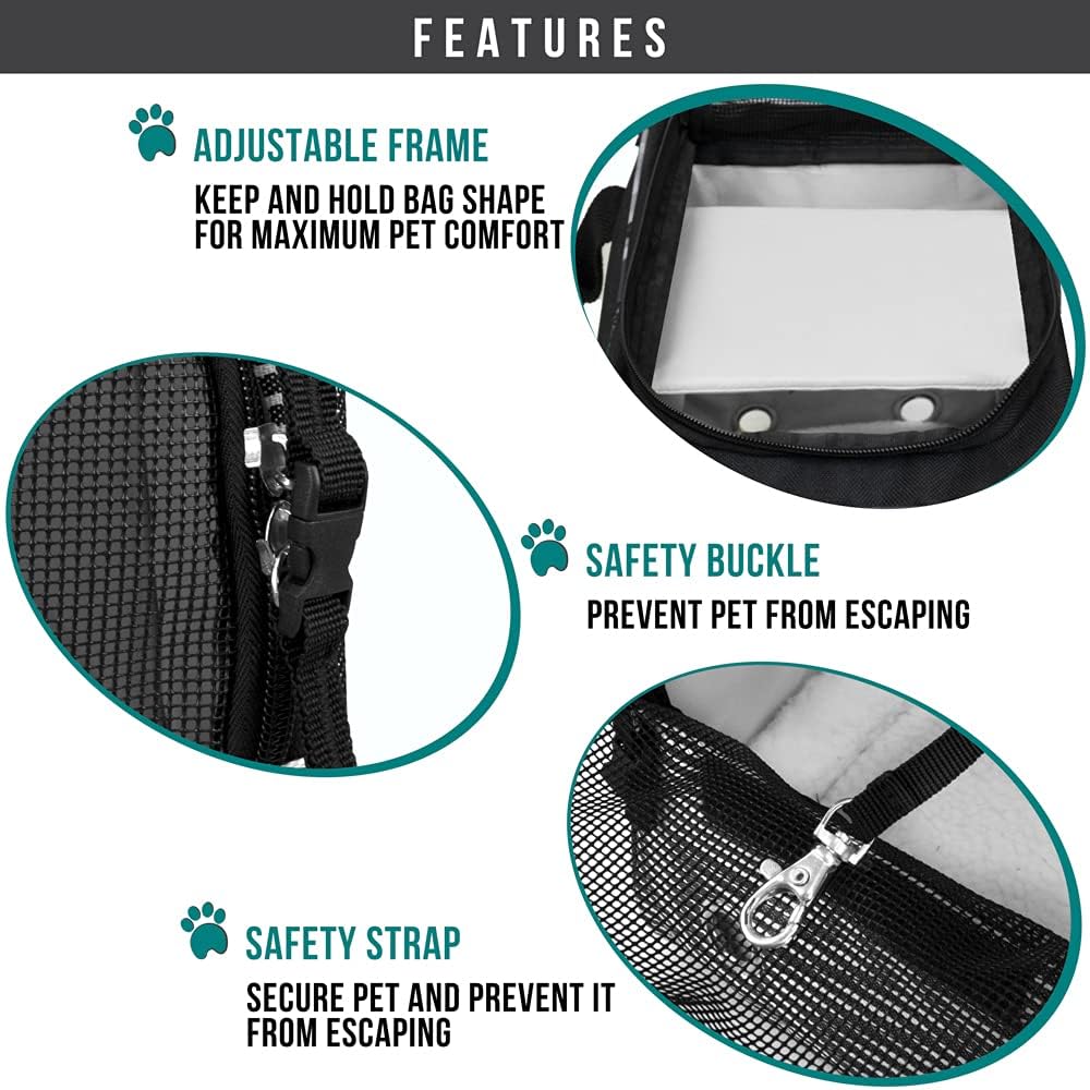 PetAmi Dog Purse Carrier for Small Dogs, Airline Approved Soft Sided Pet Carrier with Pockets, Ventilated Dog Carrying Bag for Puppy Cat, Dog Travel Supplies Bag, Sherpa Bed, Max 12 lbs, Stripe Black