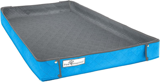 Paw Inspired Critter Box Washable Cage Liner, Reversible Fleece Bedding with Raised Sides for Guinea Pigs and Other Small Animals (C&C 2x3 (14" Grids), Gray/Blue)