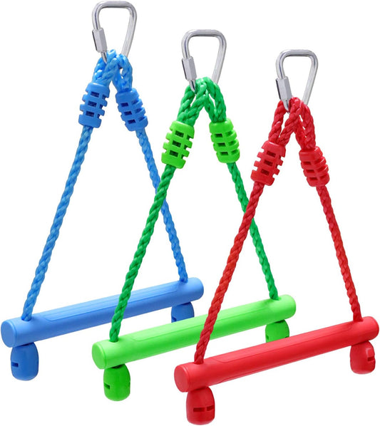 Rainbow Craft 3-Pack Kids Ninja Monkey Bars - Trapeze Swing Bars for Ninja Obstacle Course Attachments - 3pc of Blue, Red & Green Color