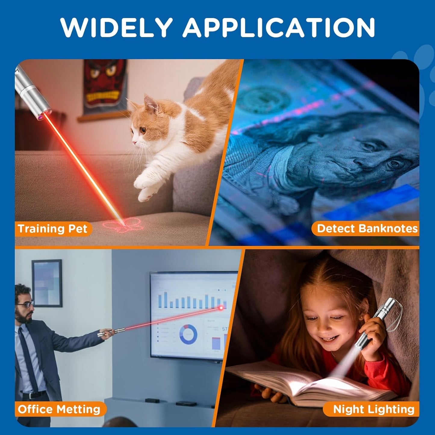 Cat Pointer Toy 2 Pack, Red LED Light Pointer Cat Toys for Indoor, USB Rechargeable 3 Light Colors Interactive Pet Toys, Chaser Training Interactive Toy