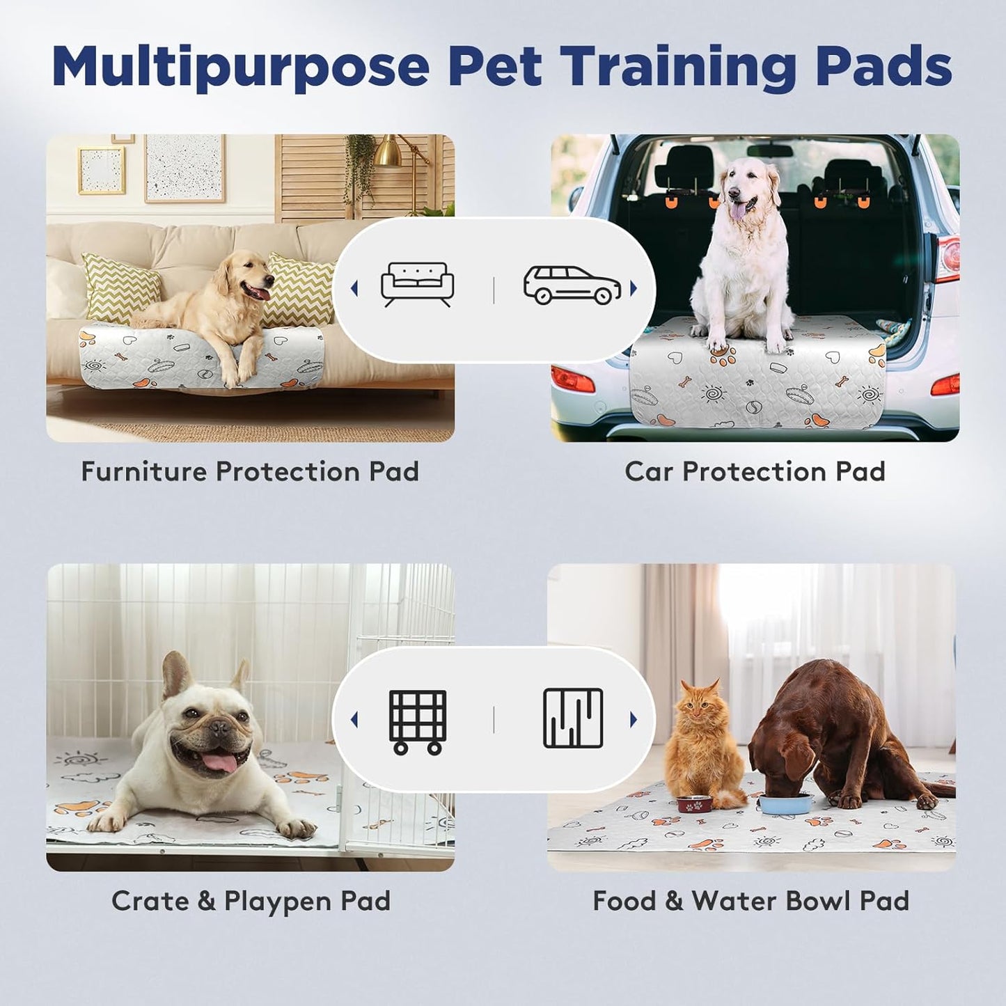 Washable Pee Pads for Dogs, 2 Pack Large 34"x36" Super Absorbent Reusable Puppy Pads Pet Training Pads, 100% Waterproof Non-Slip Puppy Pee Pad Whelping Dog Playpen Crate Mat for Potty, Cage Pads