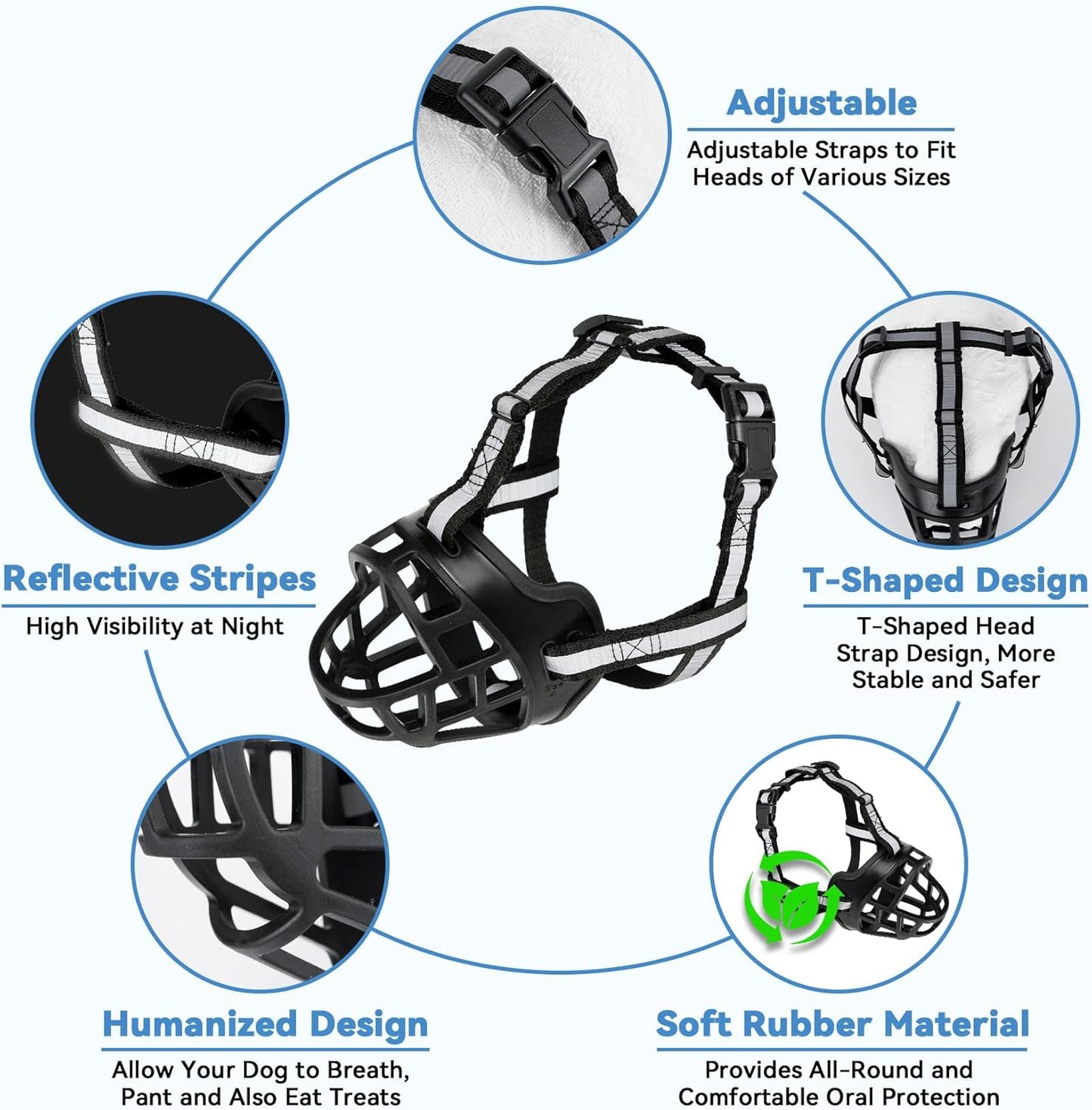 Dog Muzzle for Large Dogs, Breathable Basket Muzzles for Small, Medium and X-Large Aggressive Dog, Allows Panting Drinking, Suitable for Grooming Trimming Training (2, Blacks)