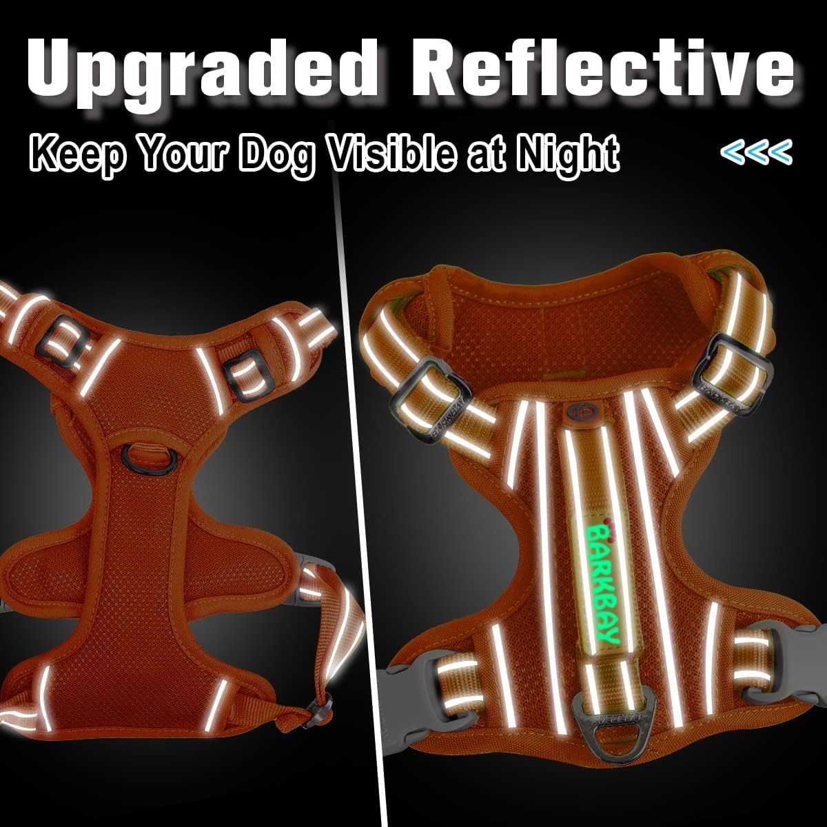 BARKBAY Dog Harness No Pull with ID Tag Pocket - Heavy Duty, Reflective, Easy Control for Large Dogs(Orange,S)