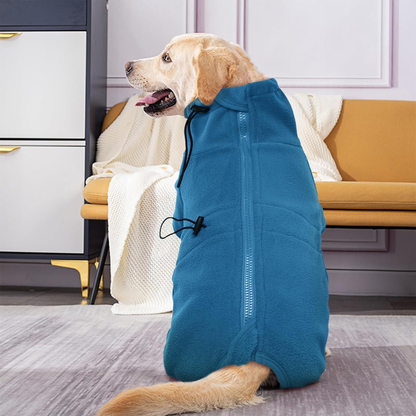 ROZKITCH Dog Coats for Large Dogs, Pet Windproof Warm Cold Weather Jacket Vest Cozy Jumpsuit Apparel Outfit Clothes for Small Medium Large Dog Walking Sleep L