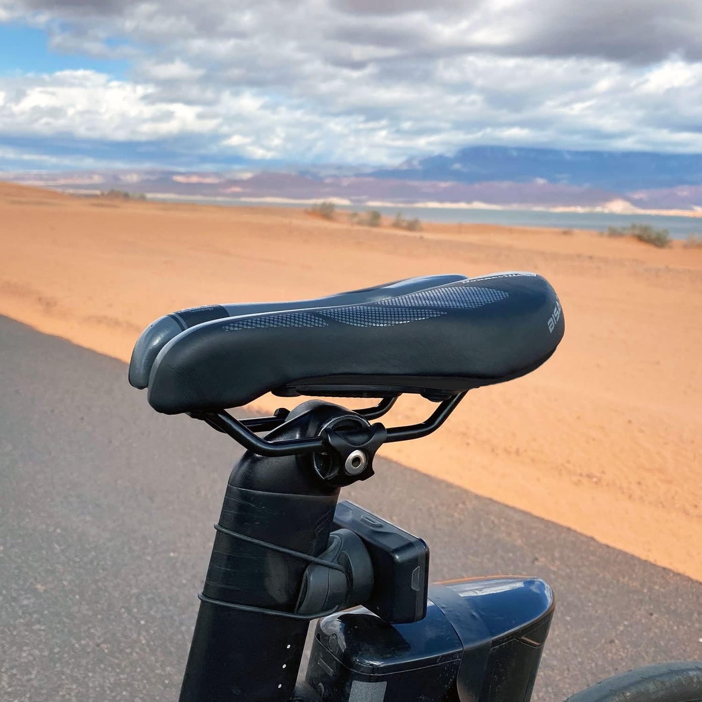 SRT 2.0 Adjustable Bicycle Saddle Noseless with Titanium Rails Custom Fit Comfort,Black w/Grey Accents