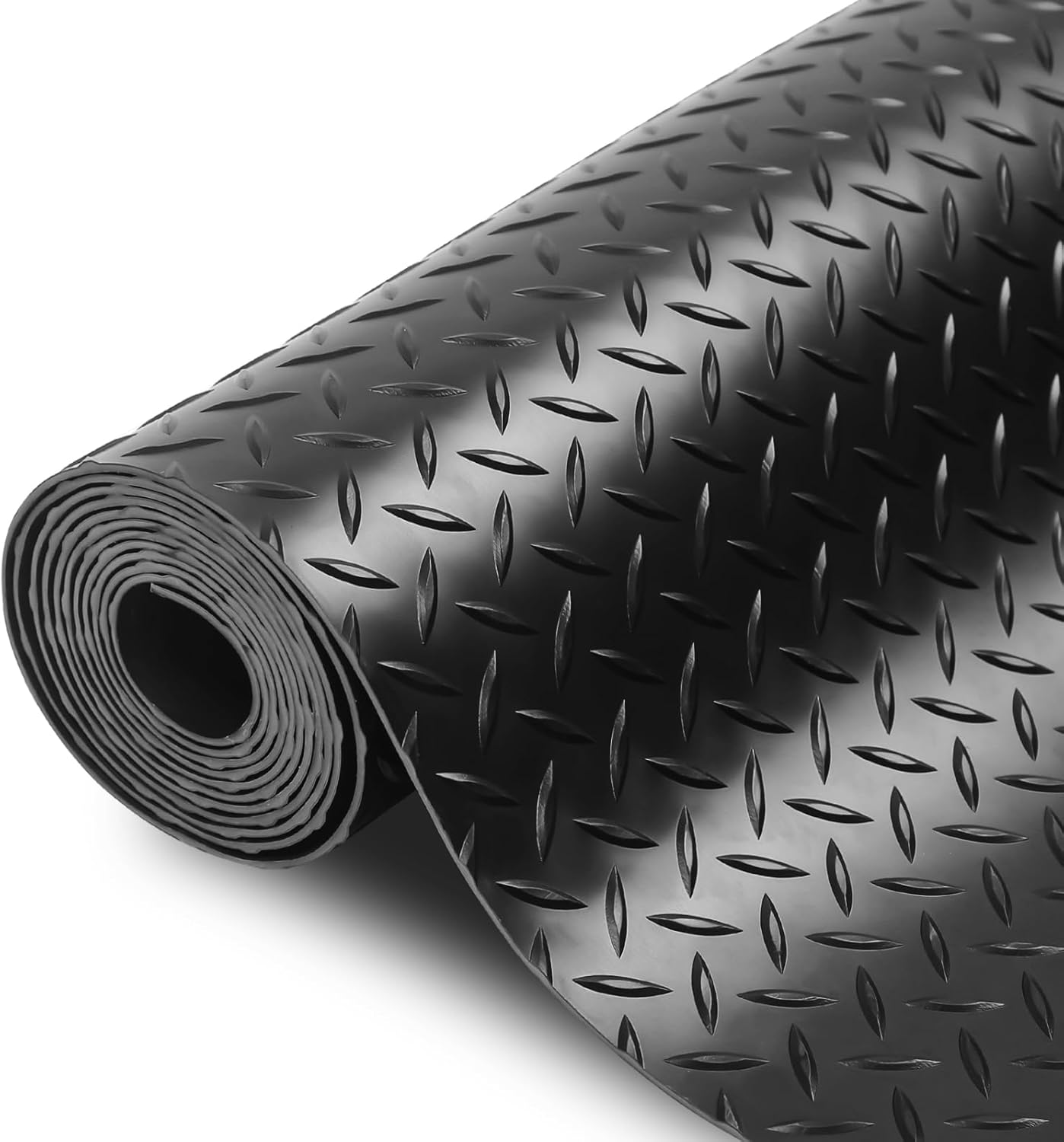 SEAL 5 x 8 Ft Premium Garage Floor Mat, Solid 2.8mm Thickened Black Commercial Grade Heavy Duty Parking Mat for Garage Floor, Golf Cart, Water/Stain Resistant Floor Runner (Embossed Diamond Plate)