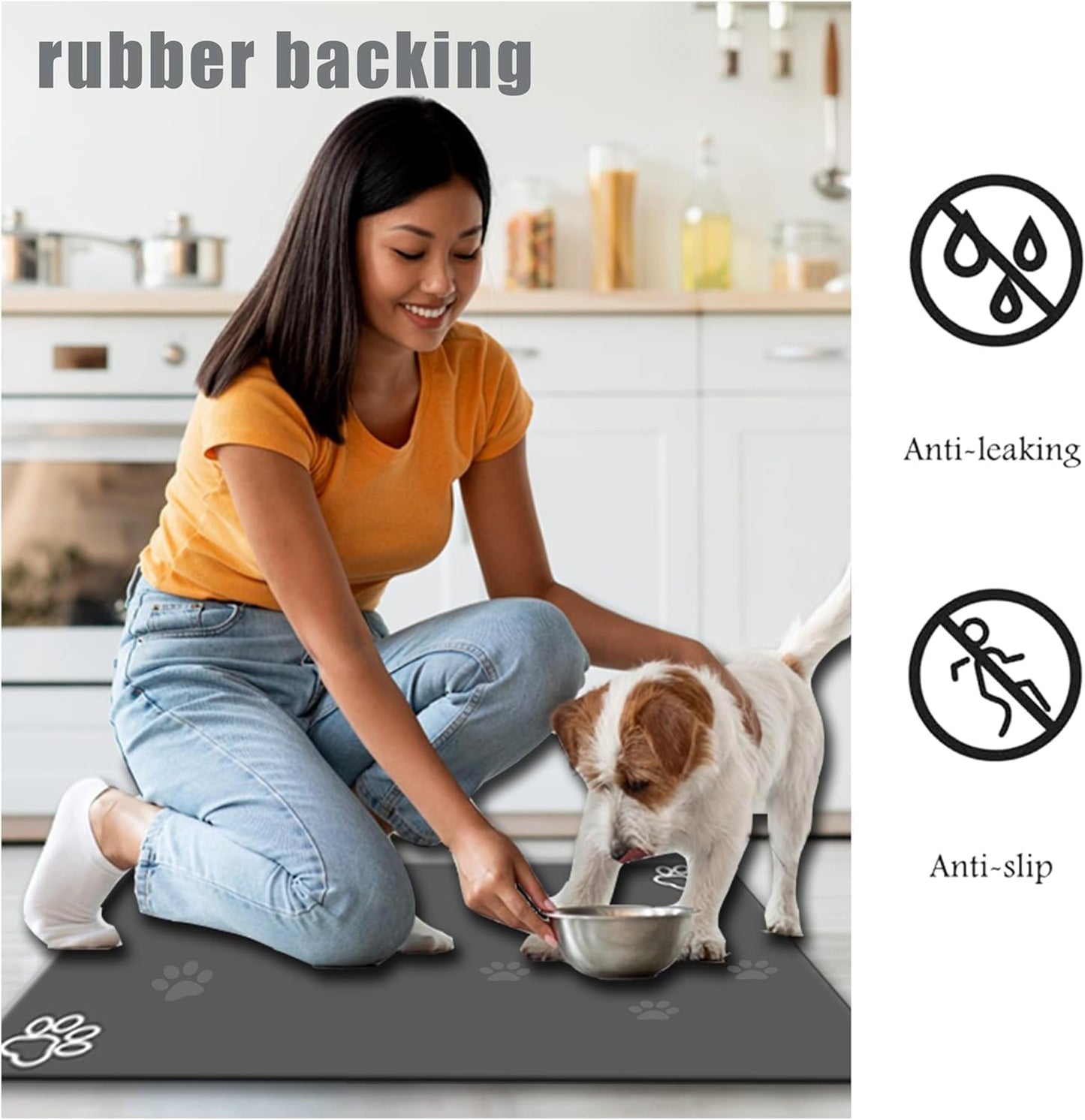 Large Boho Dog Cat Food Mats for Floors, Absorbent Dog Bowl Mat for Food and Water Dispenser Mat, Quick Dry Pet Supplies (Dark Vintage, 40 * 32)