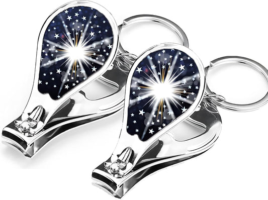 Nail Clippers with Key Chain Cute Stainless Steel Nail Cutter with File Professional Toenail Clipper for Men Multifunction Toenail Clipper 2 Pack Nique Cutter for Adult(White Light)