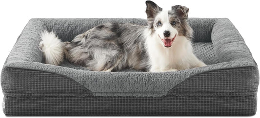 INVENHO Orthopedic Large Dog Bed, Egg-Crate Memory Foam Dog Couch with Washable Removable Cover, Waterproof Lining and Nonskid Bottom