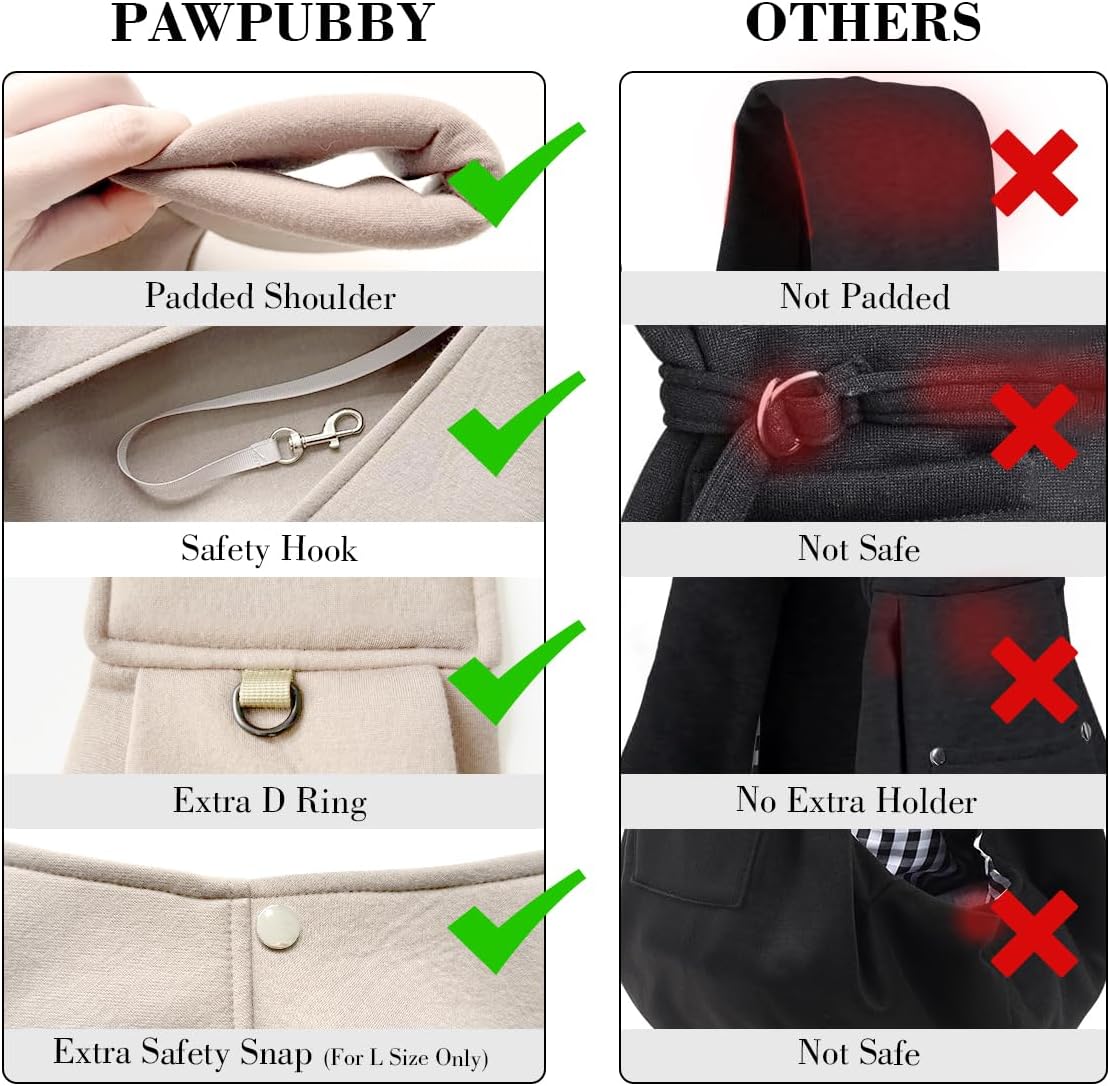 Dog & Cat Carrier Sling, Adjustable Soft Padded Shoulder Puppy Carrier, Hands-Free Dog Carrier Bag with Double Safety Buckles Premium Material for Outdoor Travel (Apricot, M)