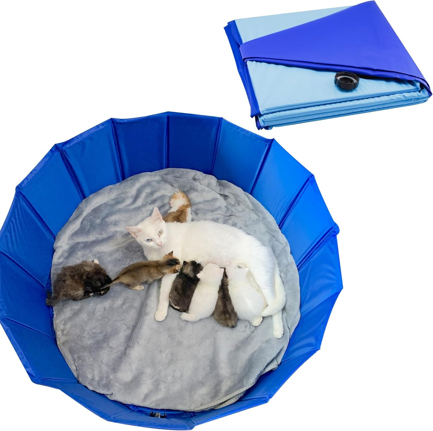 Birthing and Activity Bed for Kittens Puppies and Small Pets, Large Foldable Pet Nest, 31.5 Inch Diameter 11.8 Inch Height