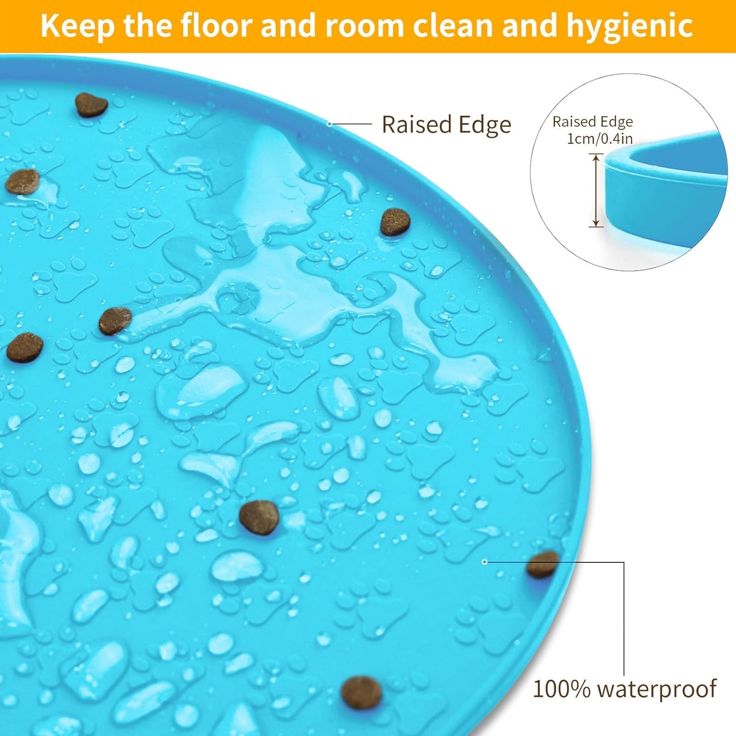 KPWACD Dog Food Mat Anti-Slip Bowl Mats for Food and Water, High-Lips Waterproof Pet Placemat Prevent Messy Spills to Floor, Silicone Puppy Feeding Trays for Large Medium Small Dogs Cats