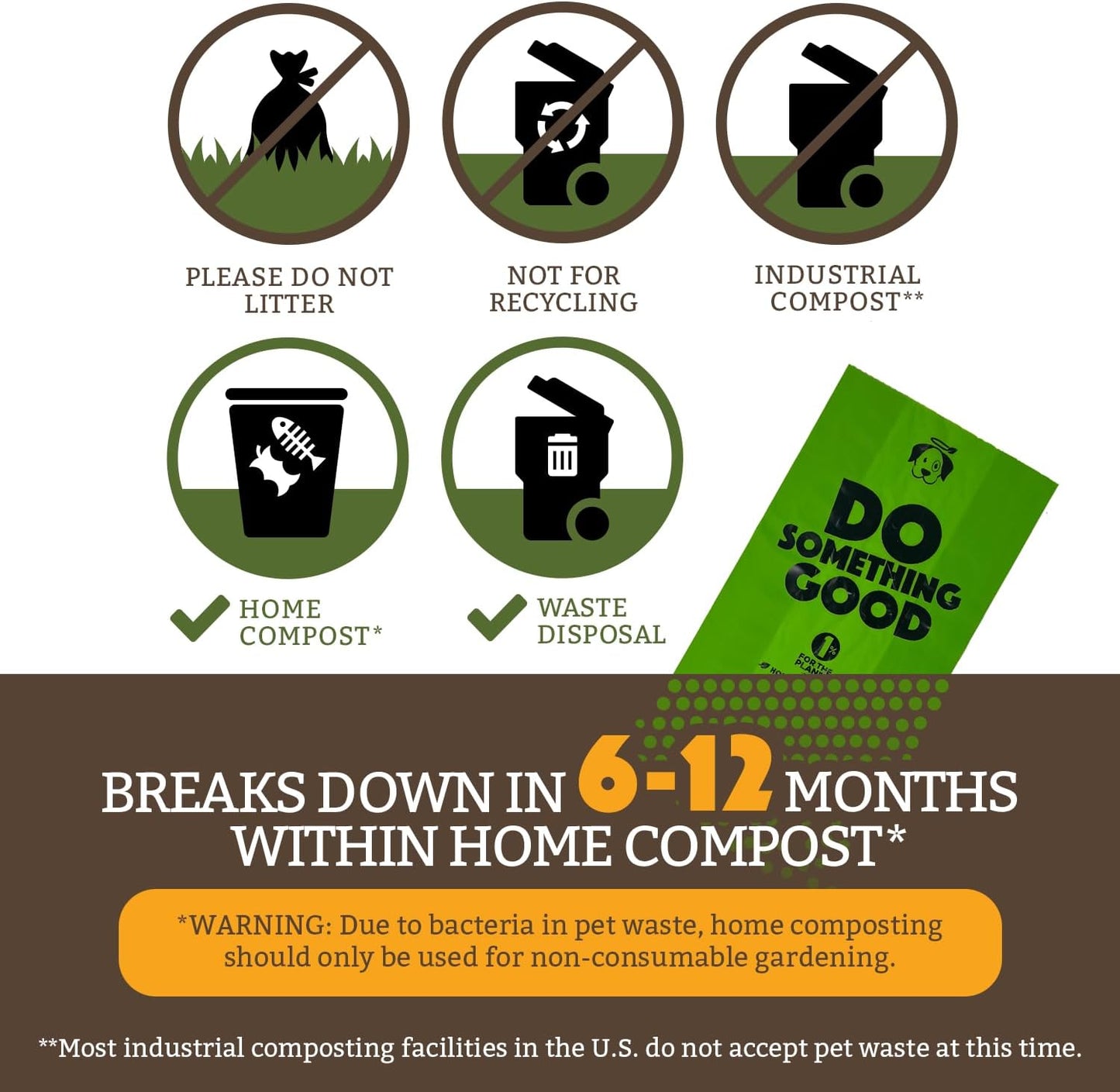 Doggy Do Good Poop Bags for Dogs (200 Ct), Easy Open Dog Poop Bags Rolls, Certified Home Compostable