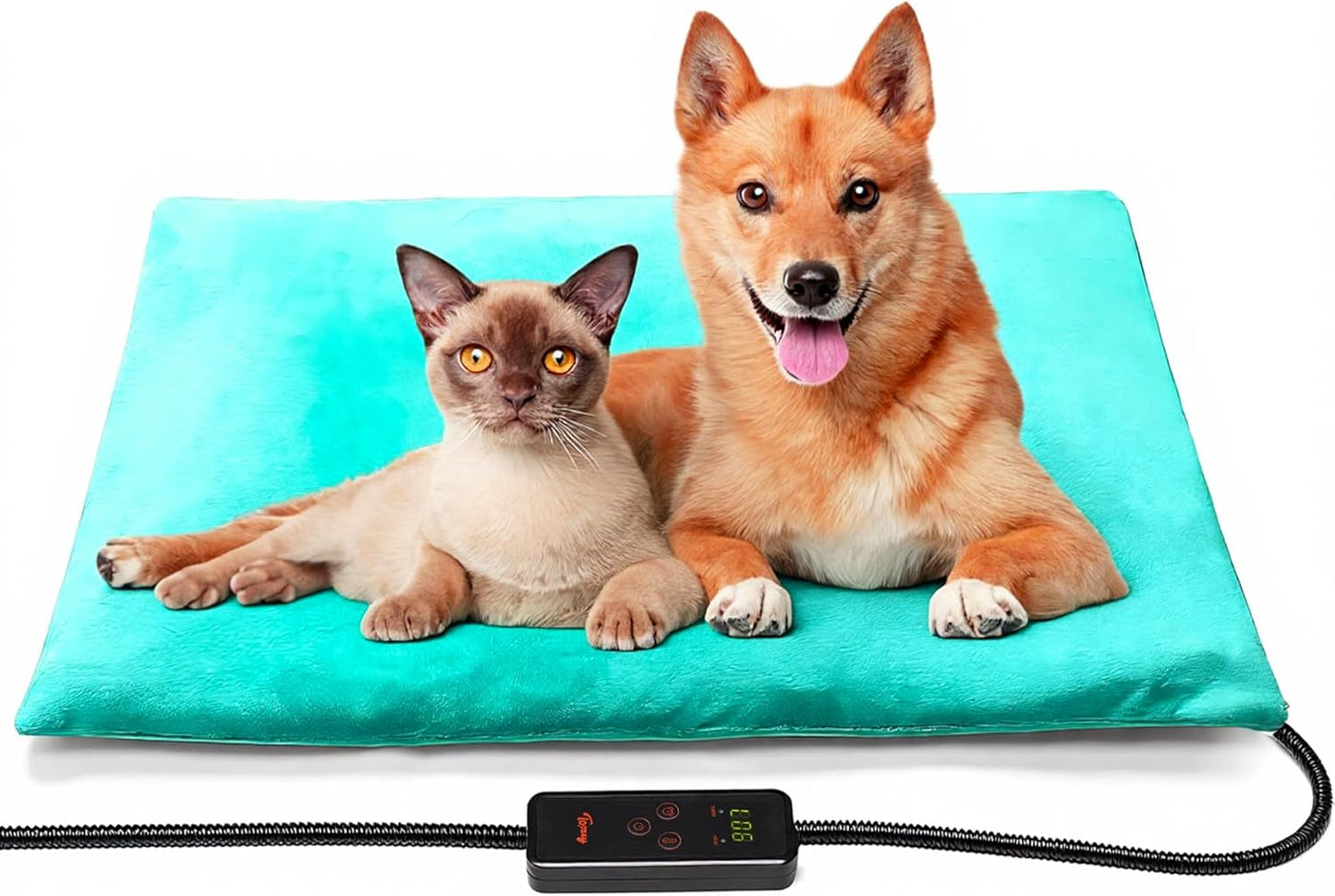 Toozey Large Pet Heating Pad, 6 Adjustable Temperature Dog Cat Heating Pad with Timer, Waterproof Heated Dog Bed with Chew Resistant Cord, Indoor Electric Pet Heated Mat 35x24in