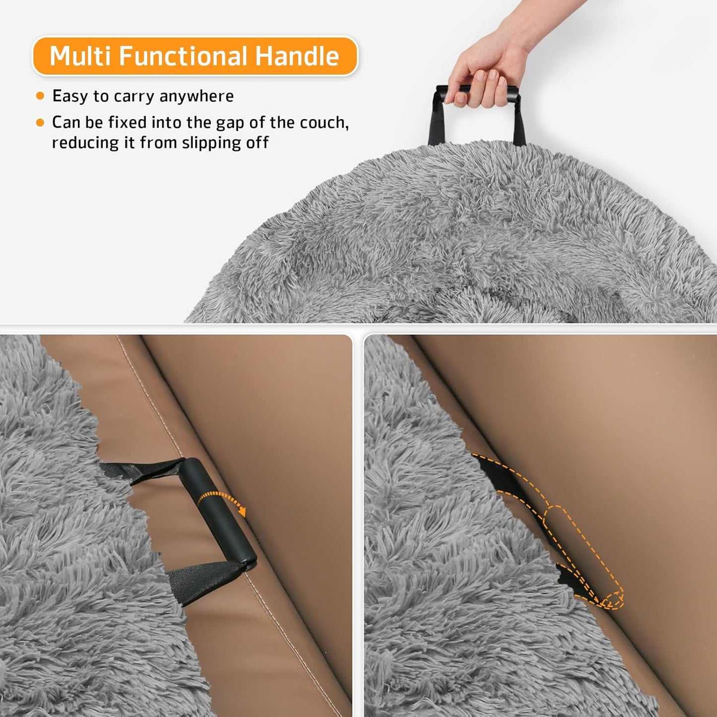 GGIB Calming Dog Bed Fluffy Plush Dog Mat for Furniture Protector with Removable Washable Cover for Large Medium Small Dogs and Cats (Small,Grey)