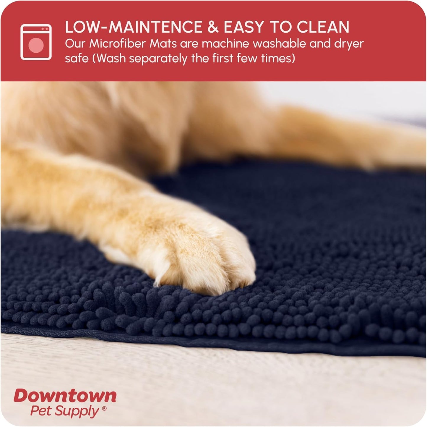 My Doggy Place Microfiber Dog Mat for Muddy Paws, 60" x 36" Navy Blue - Non-Slip, Absorbent and Quick-Drying Dog Paw Cleaning Mat, Washer and Dryer Safe - X-Large/Runner