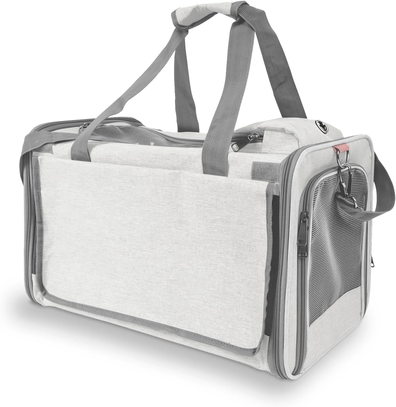 Pet Carrier for Large Cat Soft-Sided Animal Traveling Bag for Medium Cat up to 20lbs / Washable Small Dog Puppy 10 lbs Crate Case with Privacy Curtains for Home Outdoor Travel Beige White