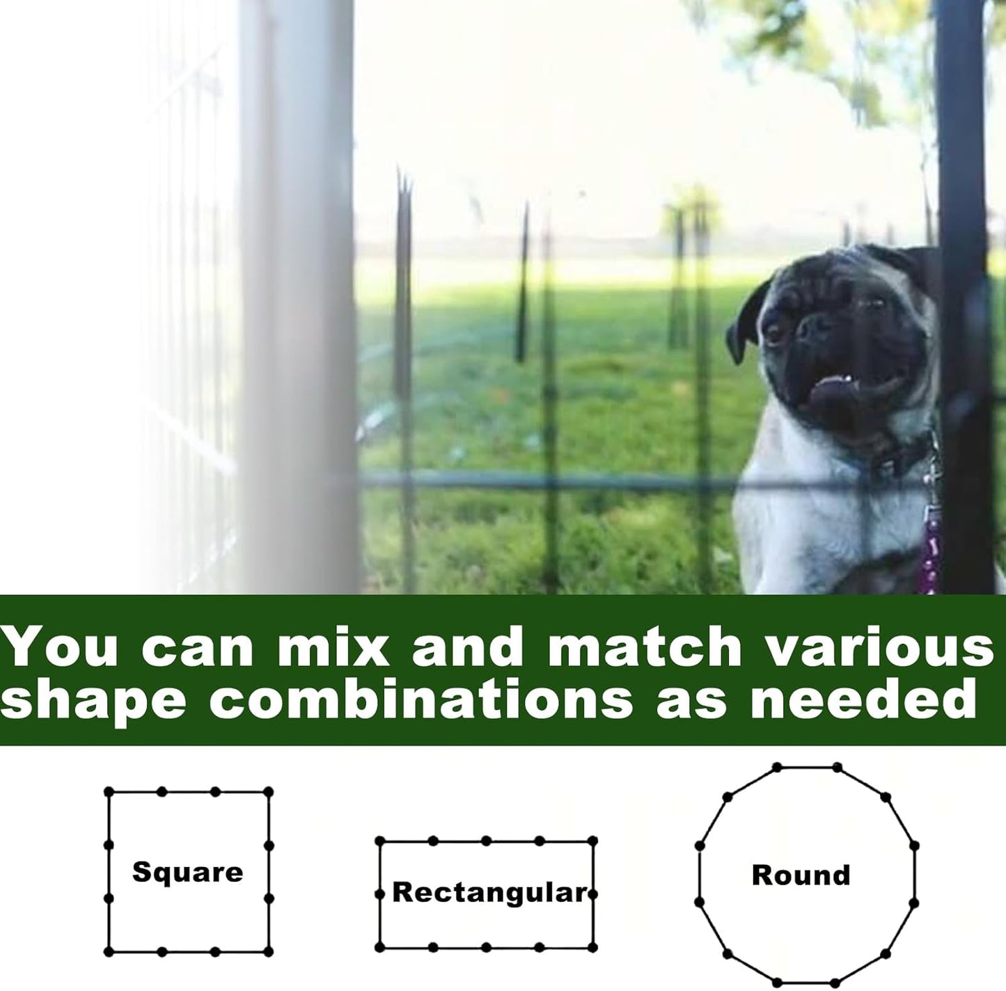 Dog Playpen,24 32 40 48 in(H) Pet Fence Outdoor for Rv Camping,Garden Fence Large Animal Barrie for Yard,11Ft(L)-56Ft(L) Black Metal Temporary Fencing