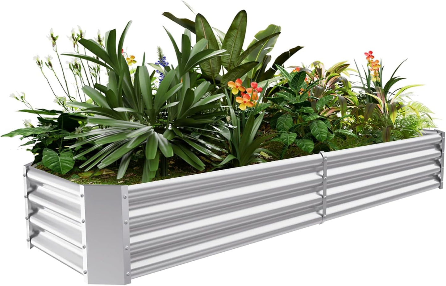 Land Guard 8×4×1ft Galvanized Metal Raised Garden Bed, Metal Planter Kit Box Outdoor for Deep-Rooted Vegetables, Flowers, Green and Herbs……