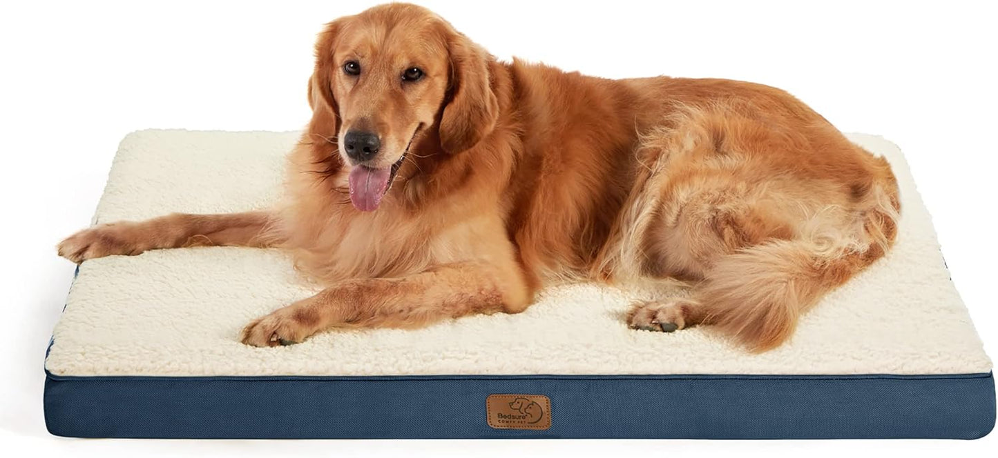 Bedsure XL Dog Beds Large Sized Dog -Orthopedic Flat Extra Large Pet Beds with Removable Washable Cover, Egg Crate Foam Mat, Suitable for Pet Up to 100 lbs