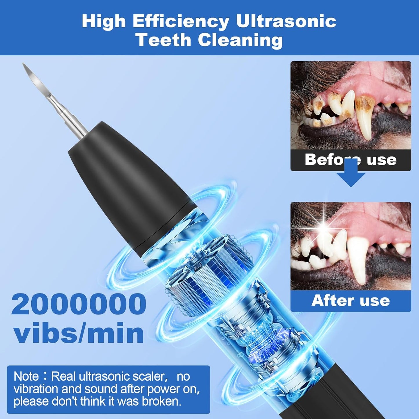 Dog Tooth Brushing Kit,Dogs Teeth Cleaning Kit with Light,3 Modes Doggie Plaque and Tartar Remover for Teeth,Low Noise Dog Teeth Cleaner and Dental Care, Black1