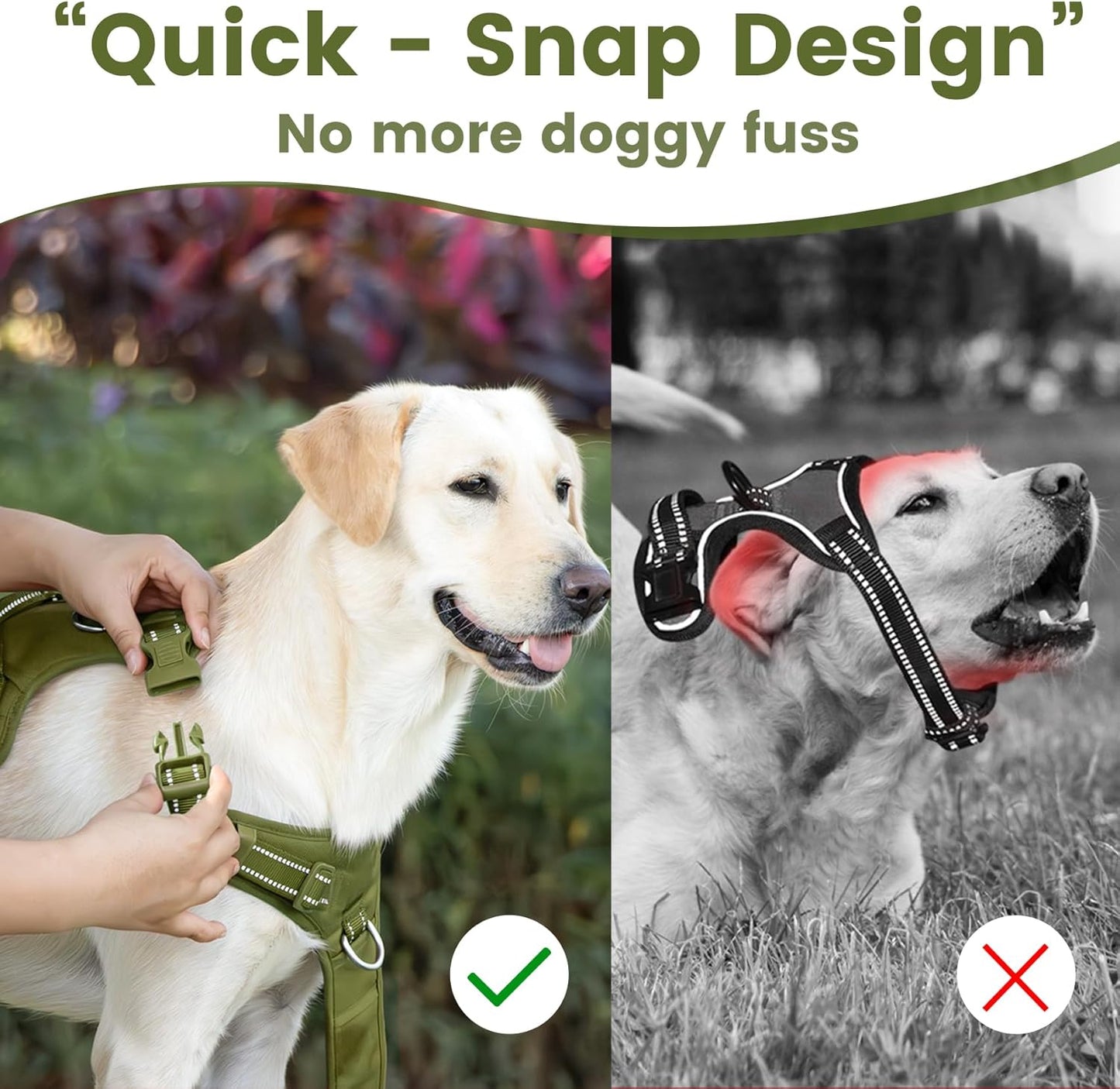 No Pull Dog Harness, Reflective Puppy Vest for Small Medium Large Sized Dog (Misty Green,S)