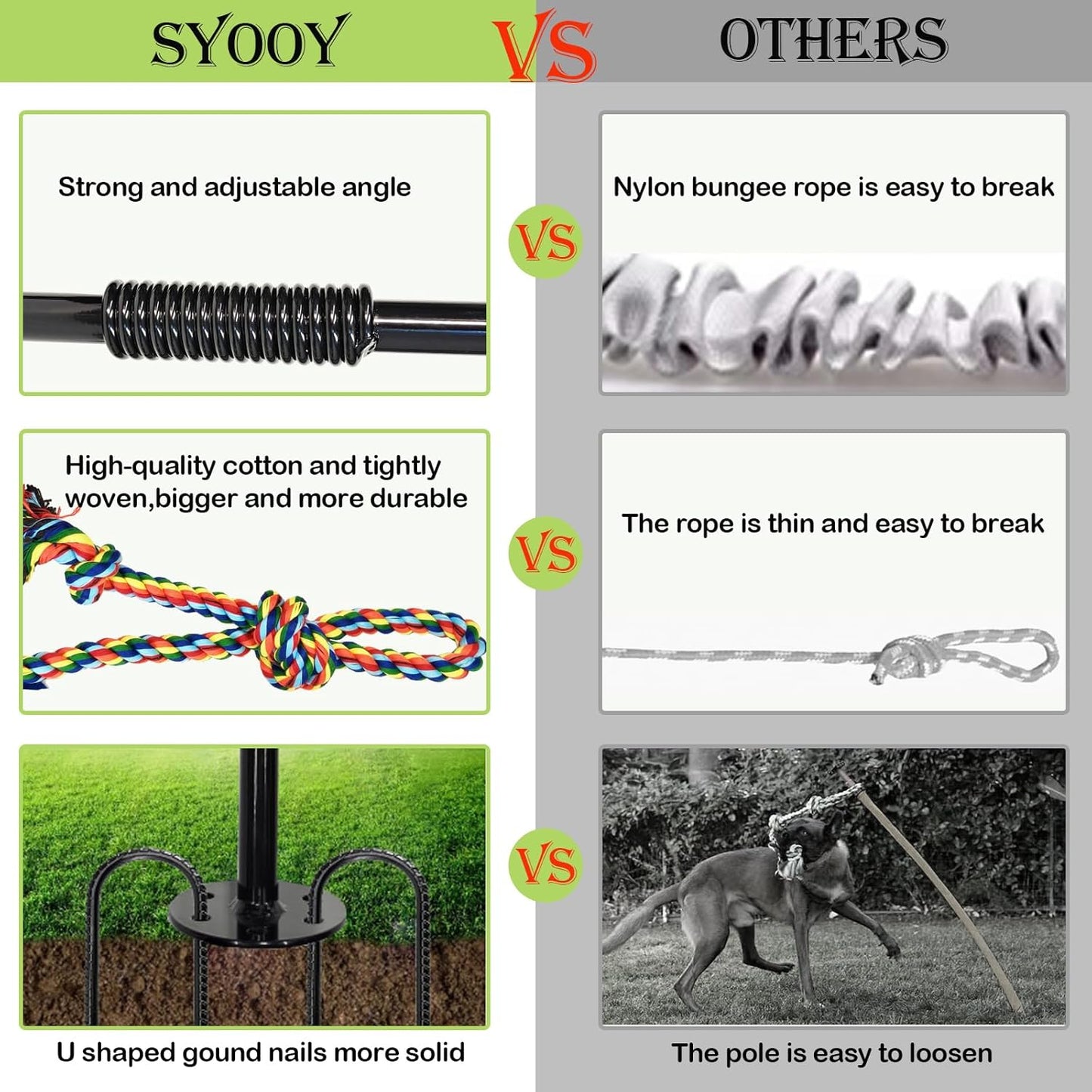 Outdoor Interactive Dog Toys,Tether Outdoor Dog Tug Toy Exercise Equipment in Yard Park with 2 Rope Toy for Large Medium Small Dogs Pull Chase and Tug of War