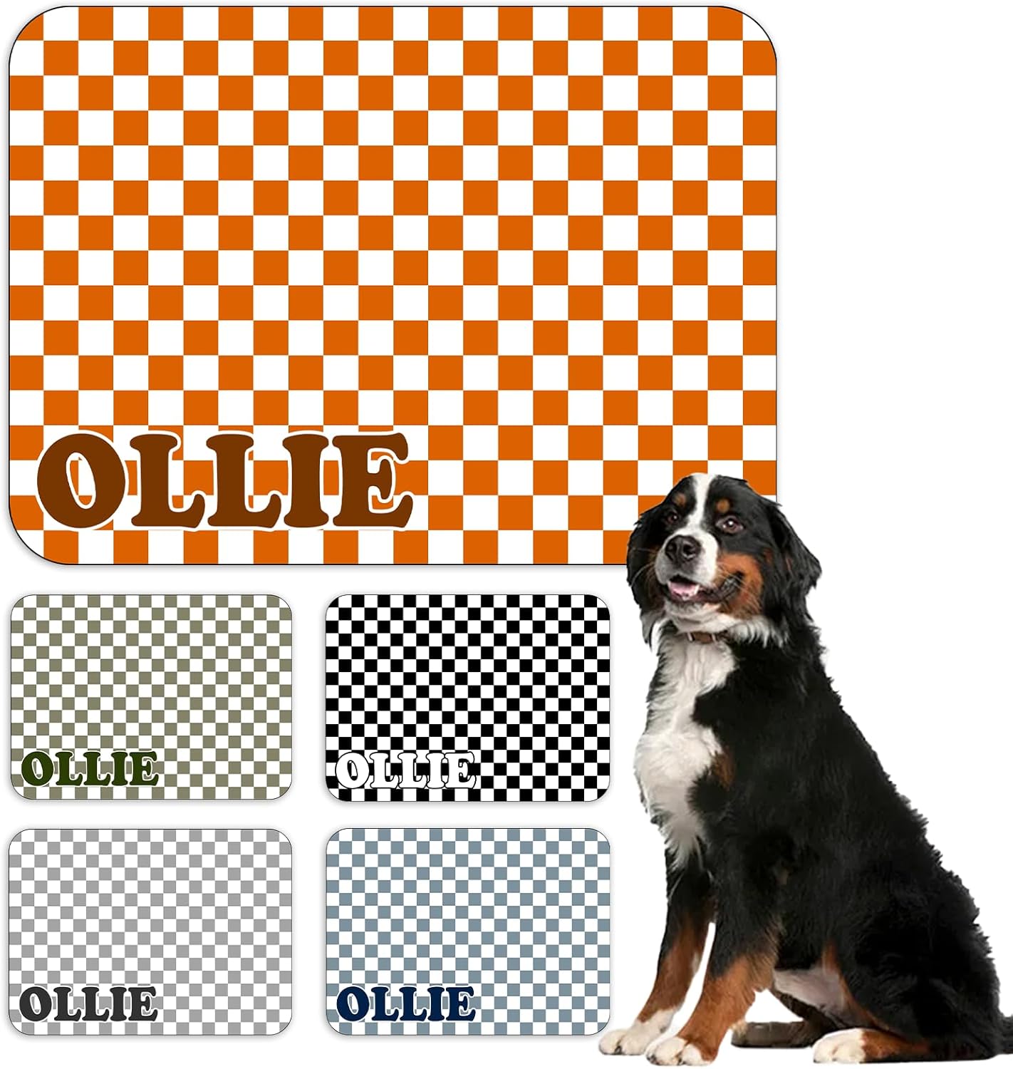 Personalized Dog Cat Feeding Mat Custom Pet Food Mat Waterproof Non-Slip Customized Puppy Name Photo Placemat Dish Rug Floor Protector Gifts for Pets Lover Pattern 7