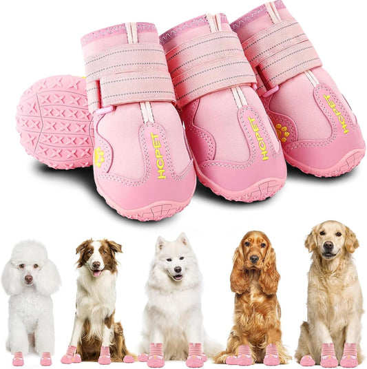 Hcpet Dog Shoes, Dog Boots for Small Dogs, Breathable Medium Dog Booties Paw Protector for Summer Hot Pavement, Winter Snowy Day, Outdoor Walking, Indoor Hardfloors Anti Slip Sole Pink Size 1