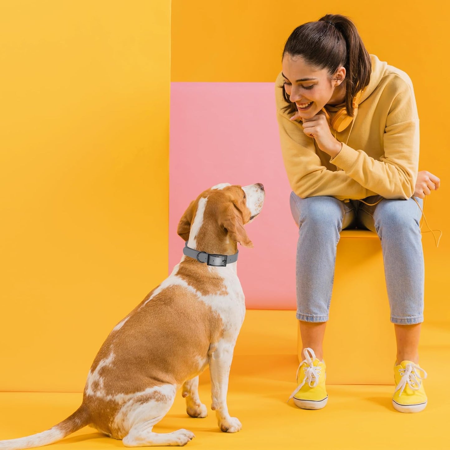 Dogline Biothane Waterproof Dog Collar Strong Coated Nylon Webbing with Black Hardware Odor- Proof for Easy Care Easy to Clean High Performance Fits Small Medium or Large Dogs, Battleship Gray