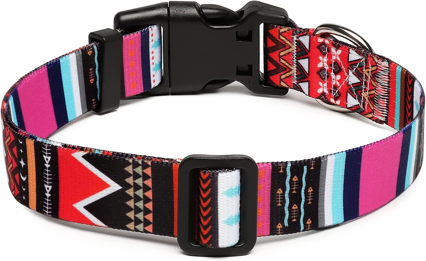Mercano Adjustable Dog Collar - Special Design Patterns, Soft Nylon Comfortable Durable Pet Collar for Small Medium Large Dogs (L, Tribal Pink)