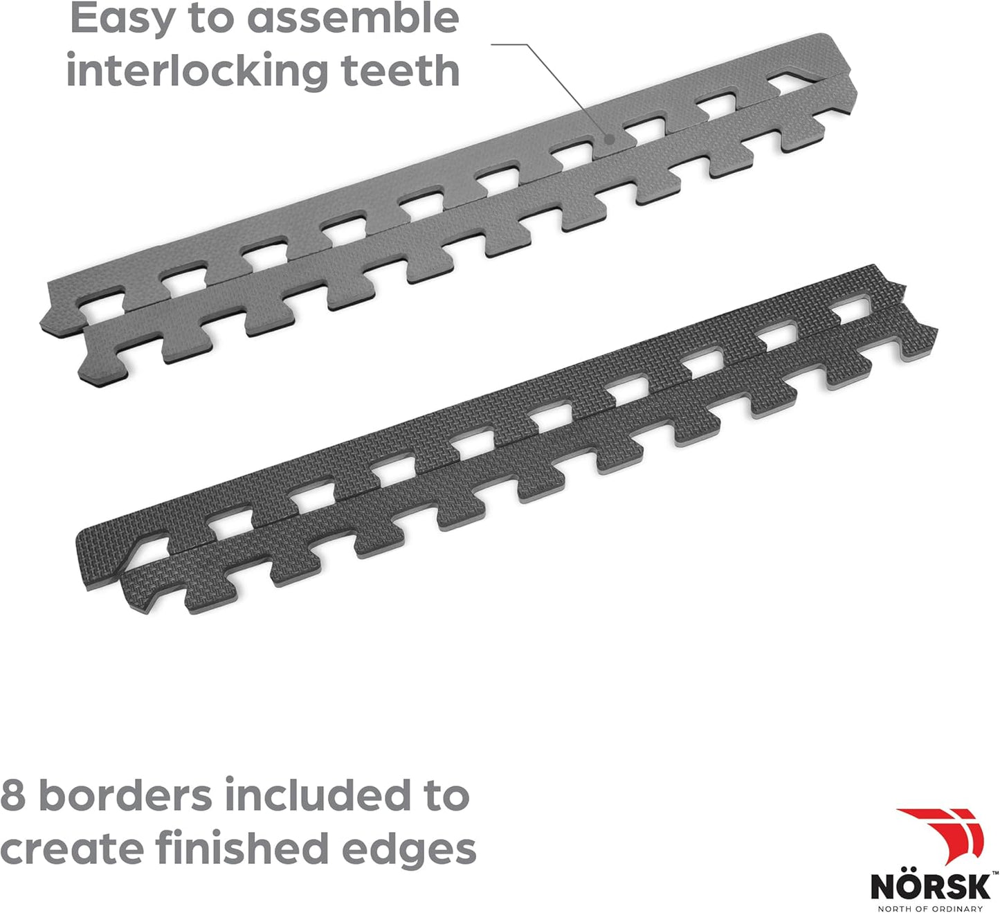 Norsk Multi-Purpose Reversible Floor Mats - EVA Interlocking Foam Tiles (Gray/Black 16 Tiles - 64 sq. Ft. 1/2" Thick)