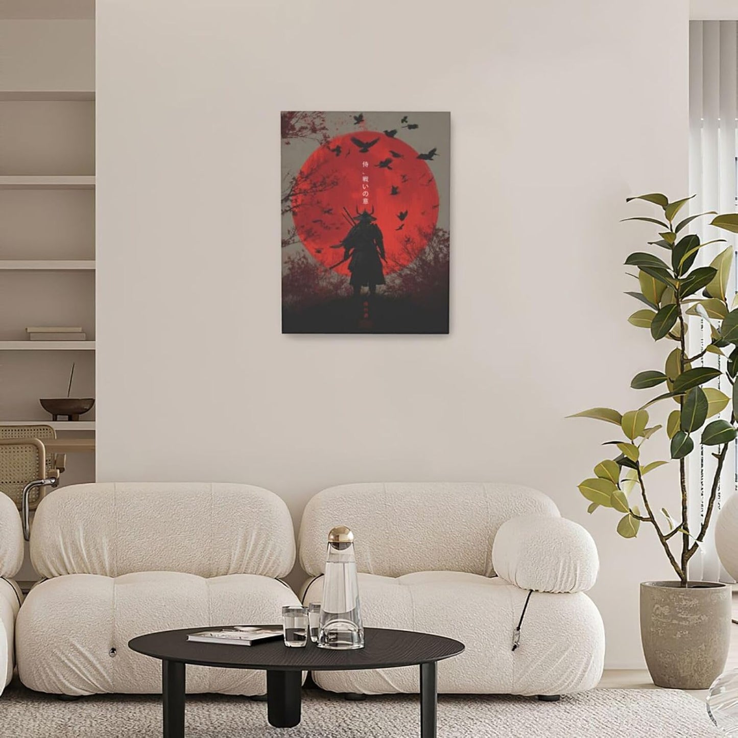 Japanese Armored Samurai Wall Art Modern Japan Warrior Canvas Wall Decor Asian Oriental Bushido Pictures Painting Print Artwork Framed Decorations Gifts for Room Bedroom Office Living Room 12"x16"