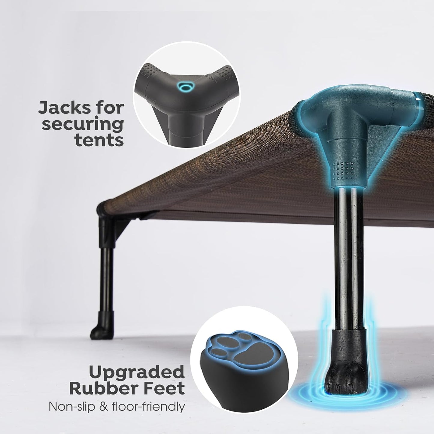 Veehoo 2 Pack Raised Dog Bed, Cooling Elevated Portable Cot with Washable & Breathable Mesh, No-Slip Feet, Durable for Large Dogs, 42" x 30", Brown