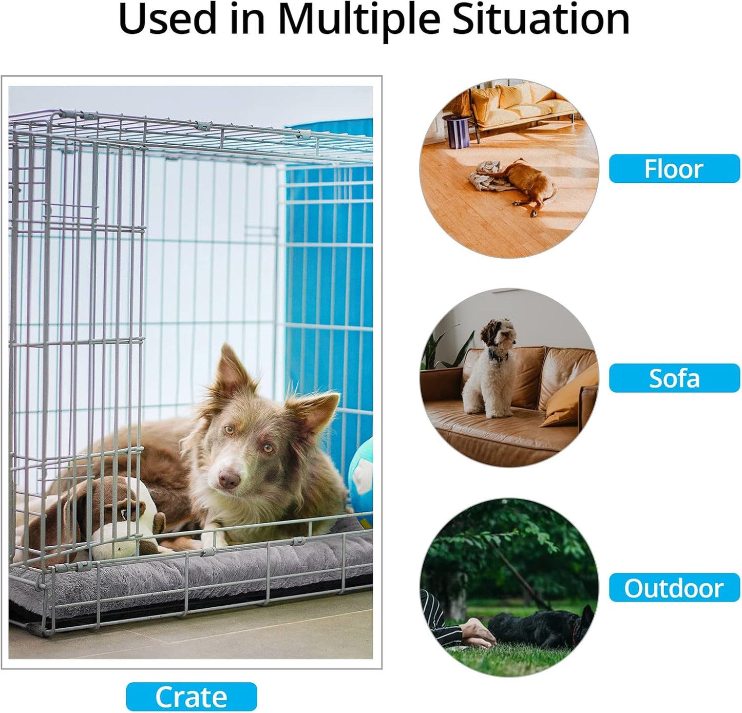 VERZEY Crate Pad for Large Dogs Fit Metal,Ultra Soft Bed Washable & Anti-Slip Kennel Pad for Dogs Cozy Sleeping Mat,Gray 42inch