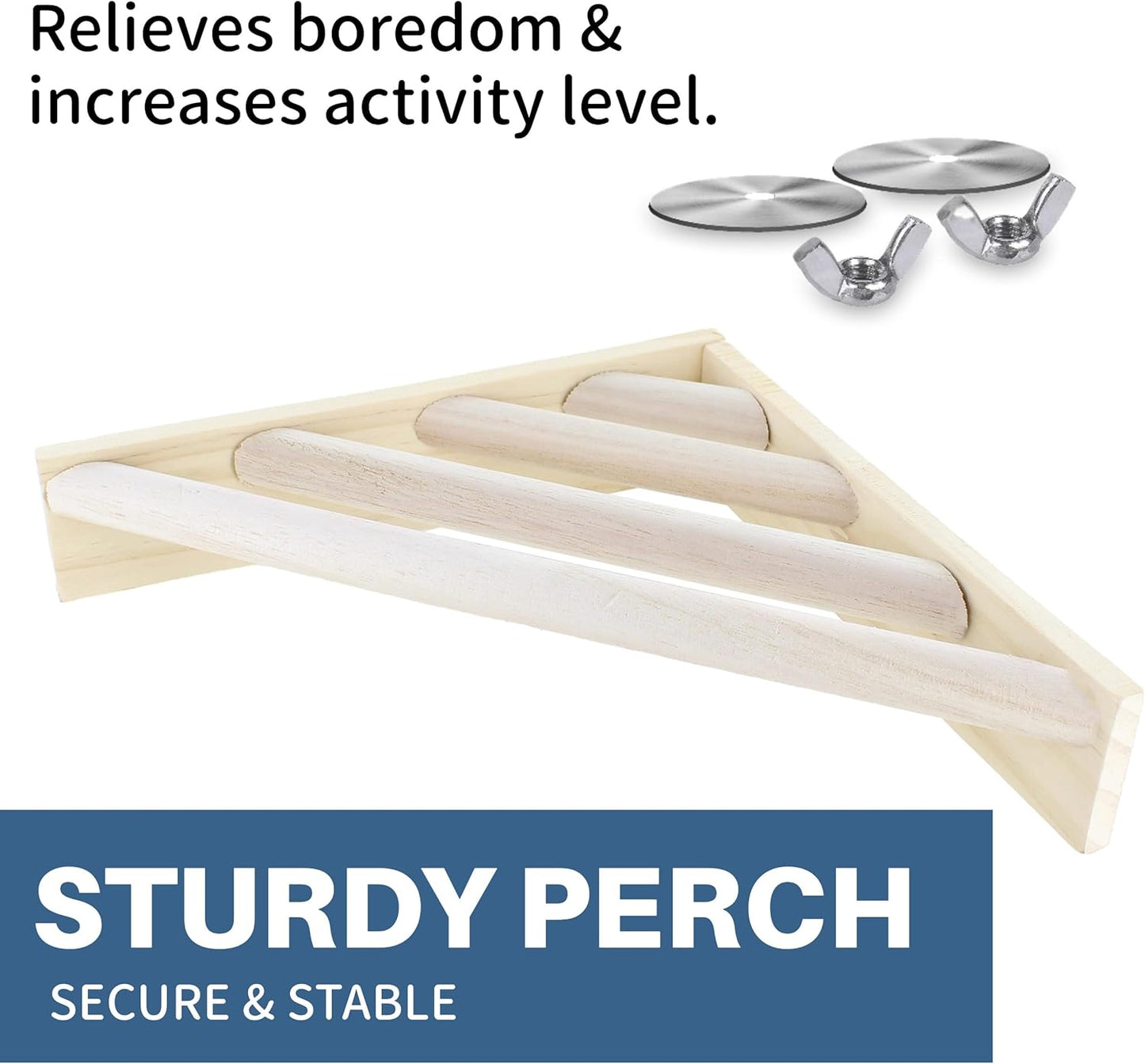 Bird Perch Corner Stand for Bird Cage Corner Platform Wood Bird Perches Corner Shelf Rest for Birds Parrots Cockatiels and Other Animal Pet Cages (Wood, Ladder)