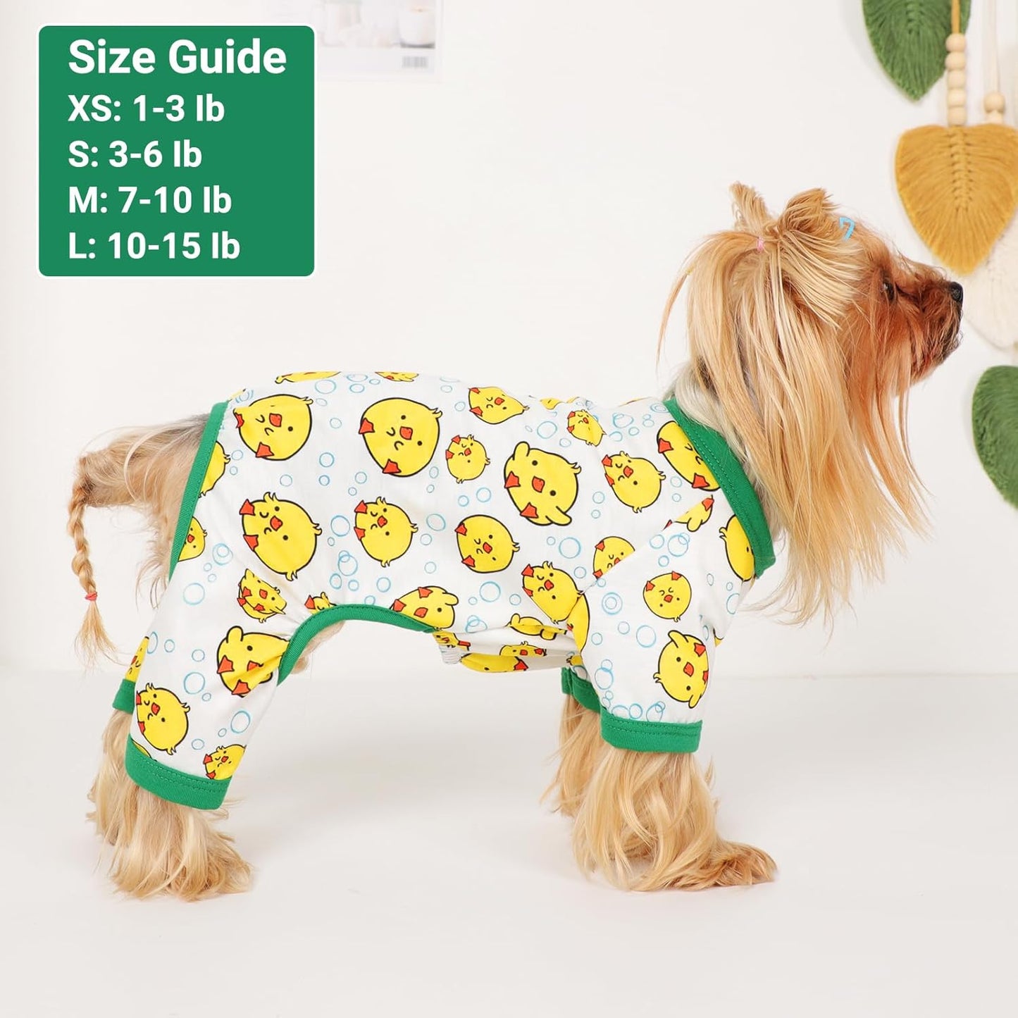 Dog Pajamas Small Sized Dogs Stretchable Summer Dog Clothes Pjs 4 Legs Girl Boy Cute Soft Puppy Outfits Doggie Cat Jammies Jumpsuit Sleeper for Pet, Duckling, M