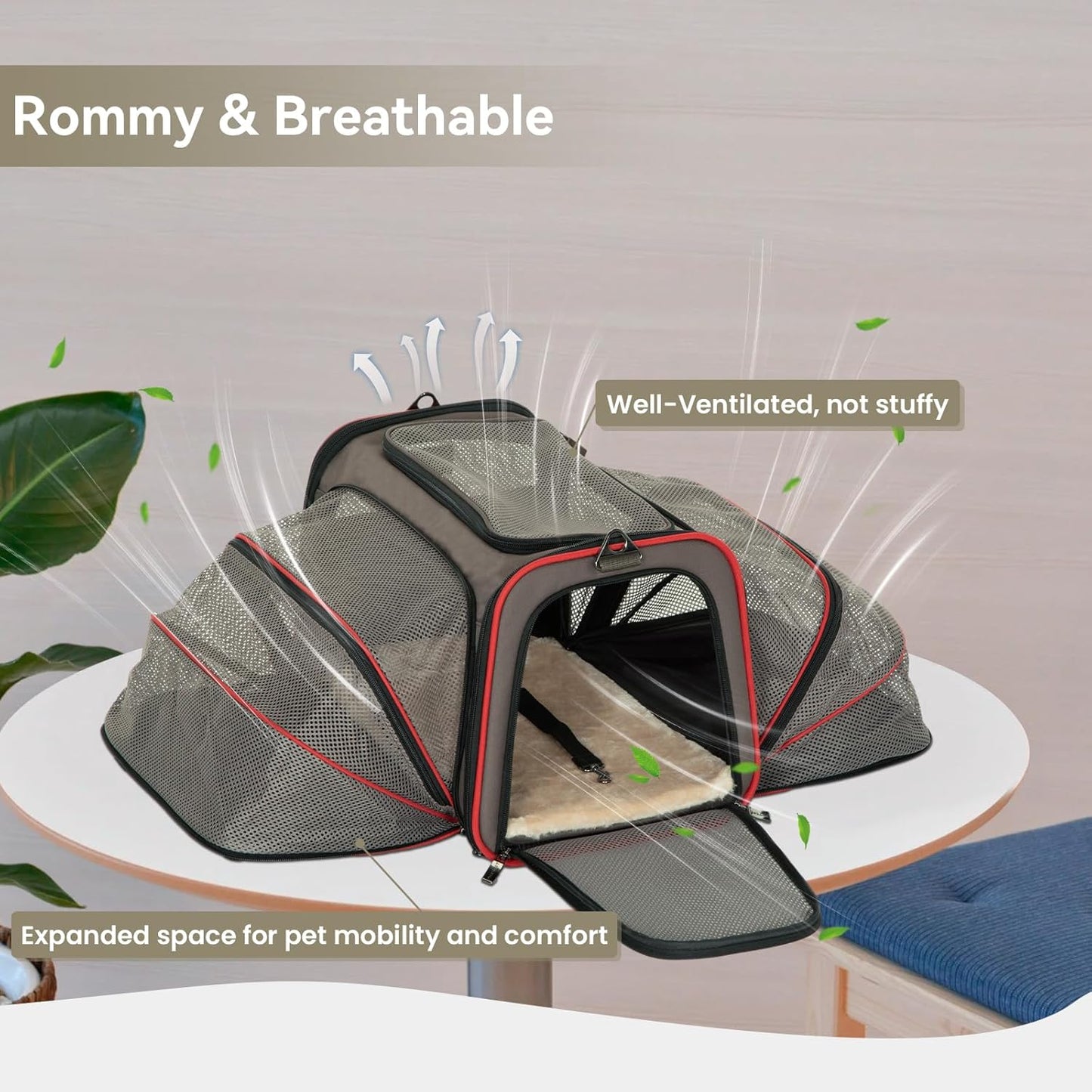 Petsfit Expandable Cat Dog Carrier for 2 Cats, 19" Lx 12" Wx 12" H Soft-Sided Portable Pet Carrier for Travel, Dog Carrier for Small Dog with 2 Side Extensions, Anti-Escape