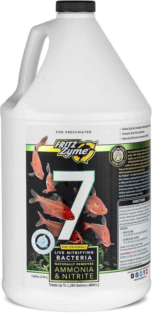 Fritz Aquatics FritzZyme 7 Live Nitrifying Bacteria Naturally Removes Amonia & Nitrite for Freshwater Fish (1-Gallon)