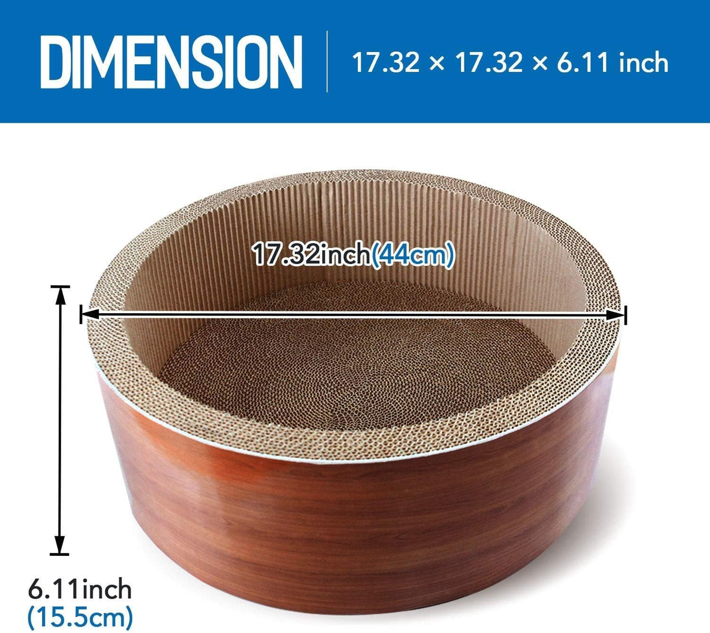 Cat Scratcher Post & Board, Round Cat Scratching Lounge Bed, Durable Pad Prevents Furniture Damage, 17.32'' x 17.32''x 6.11''